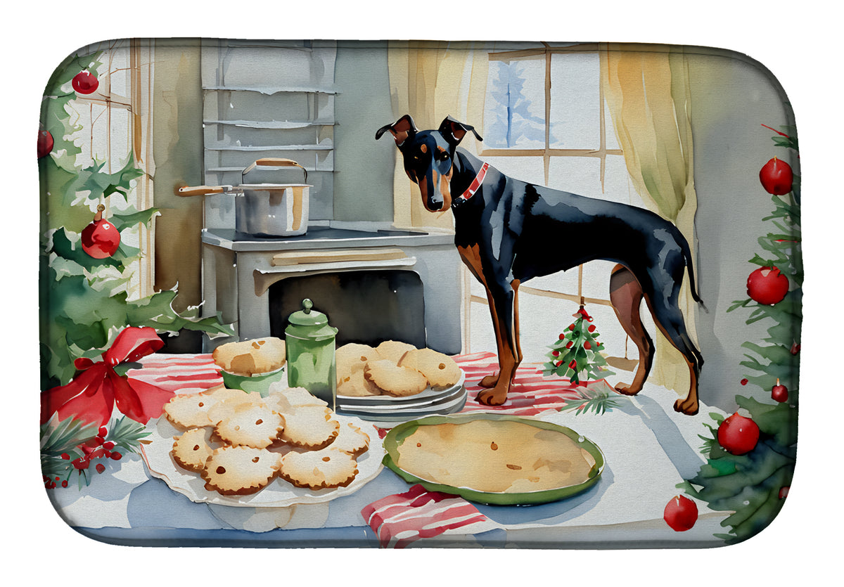Buy this Doberman Pinscher Christmas Cookies Dish Drying Mat