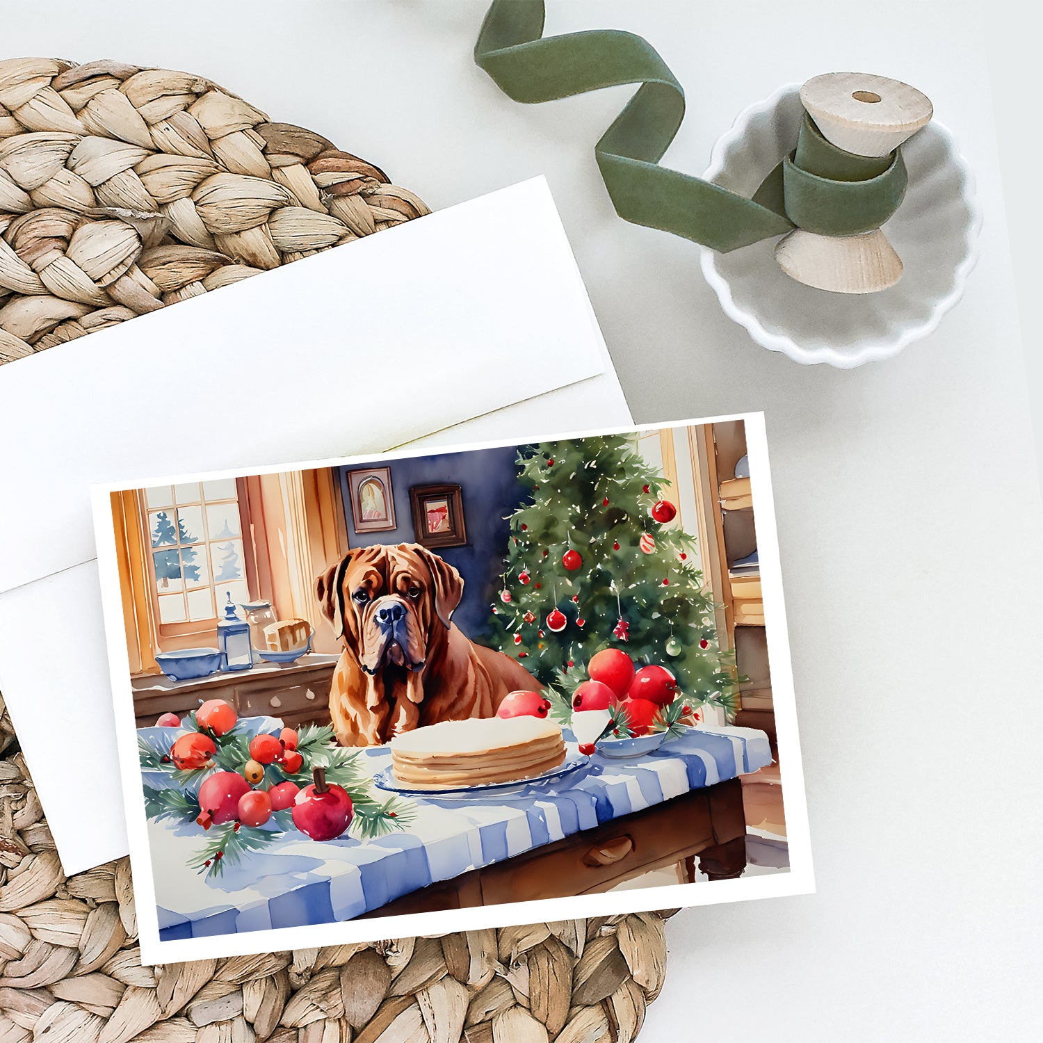 Dogue de Bordeaux Christmas Cookies Greeting Cards Pack of 8