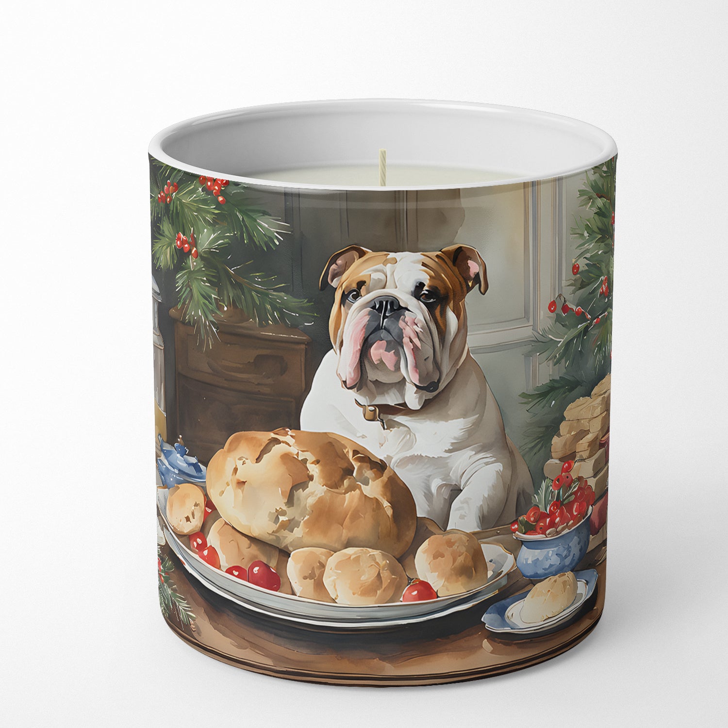 English Bulldog Christmas Cookies Decorative Soy Candle