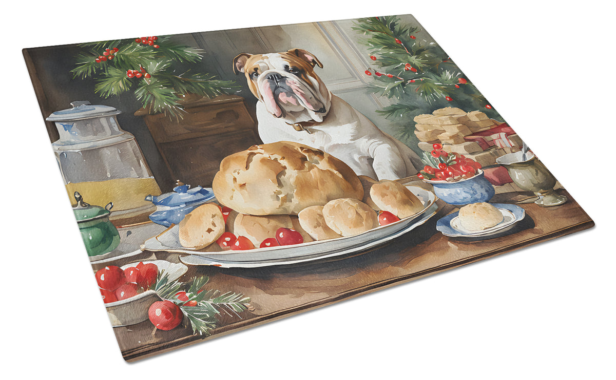 Buy this English Bulldog Christmas Cookies Glass Cutting Board