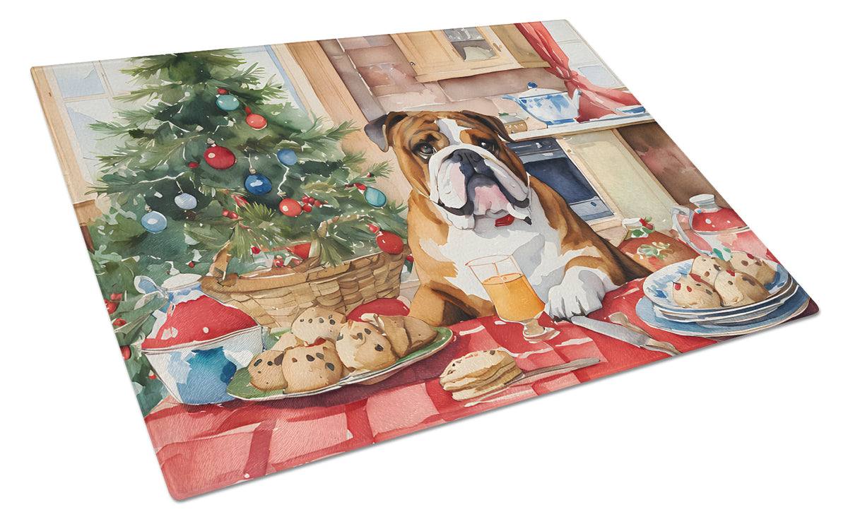 Buy this English Bulldog Christmas Cookies Glass Cutting Board