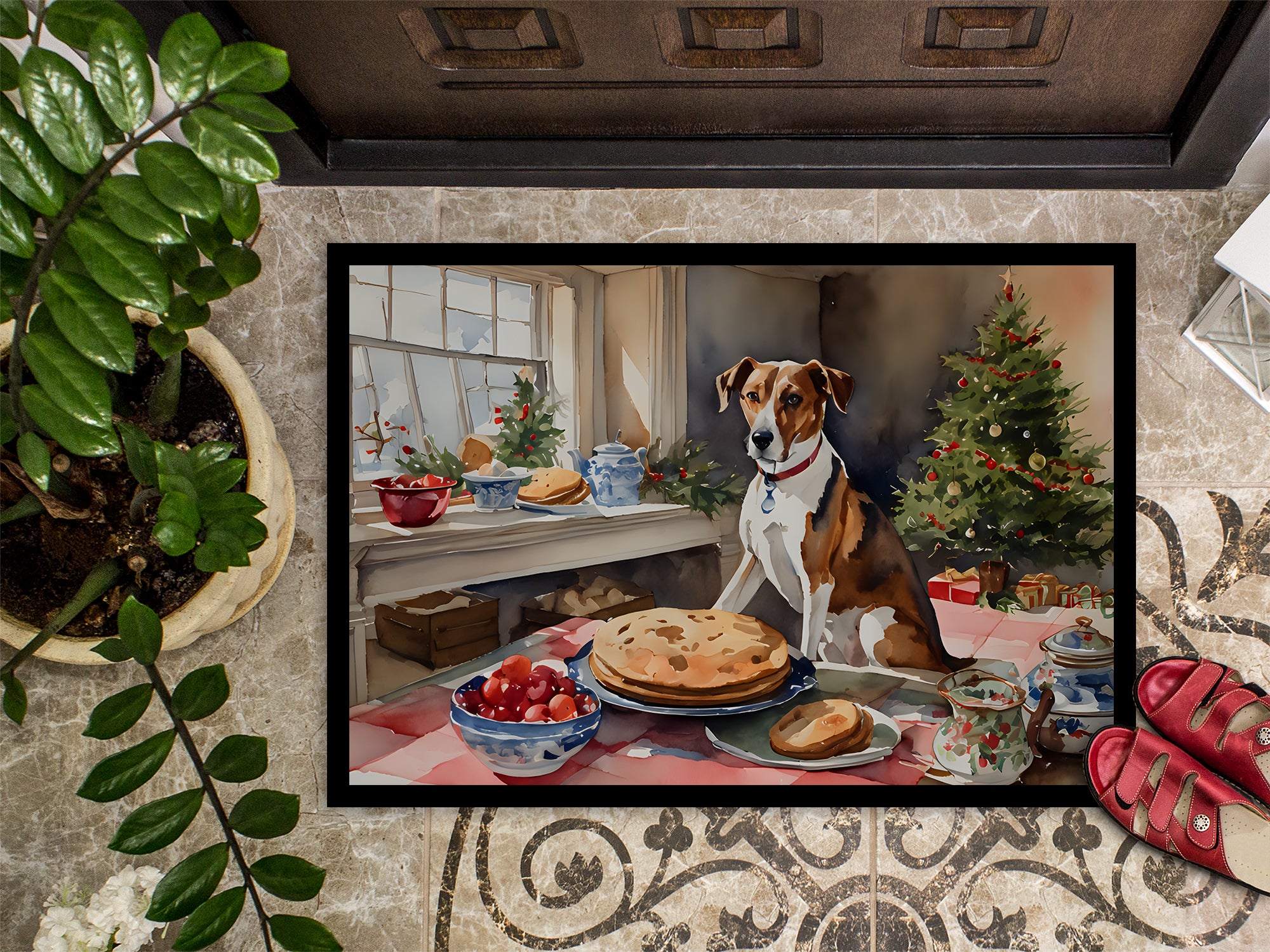 English Foxhound Christmas Cookies Doormat