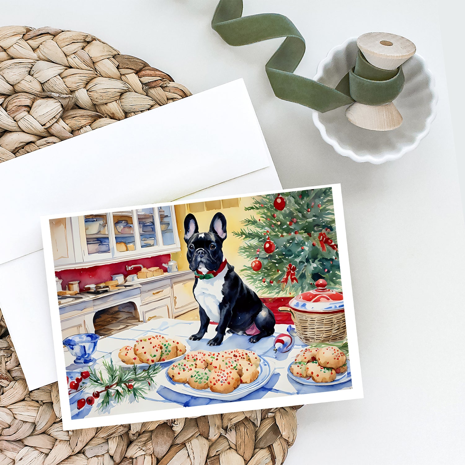 French Bulldog Christmas Cookies Greeting Cards Pack of 8