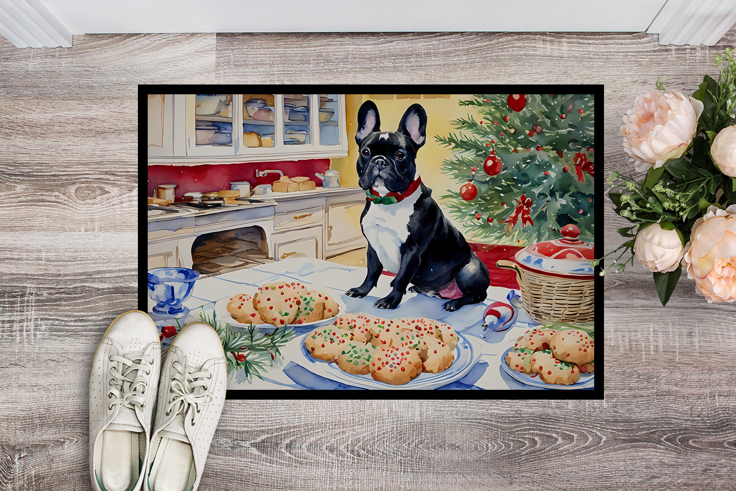 French Bulldog Christmas Cookies Doormat