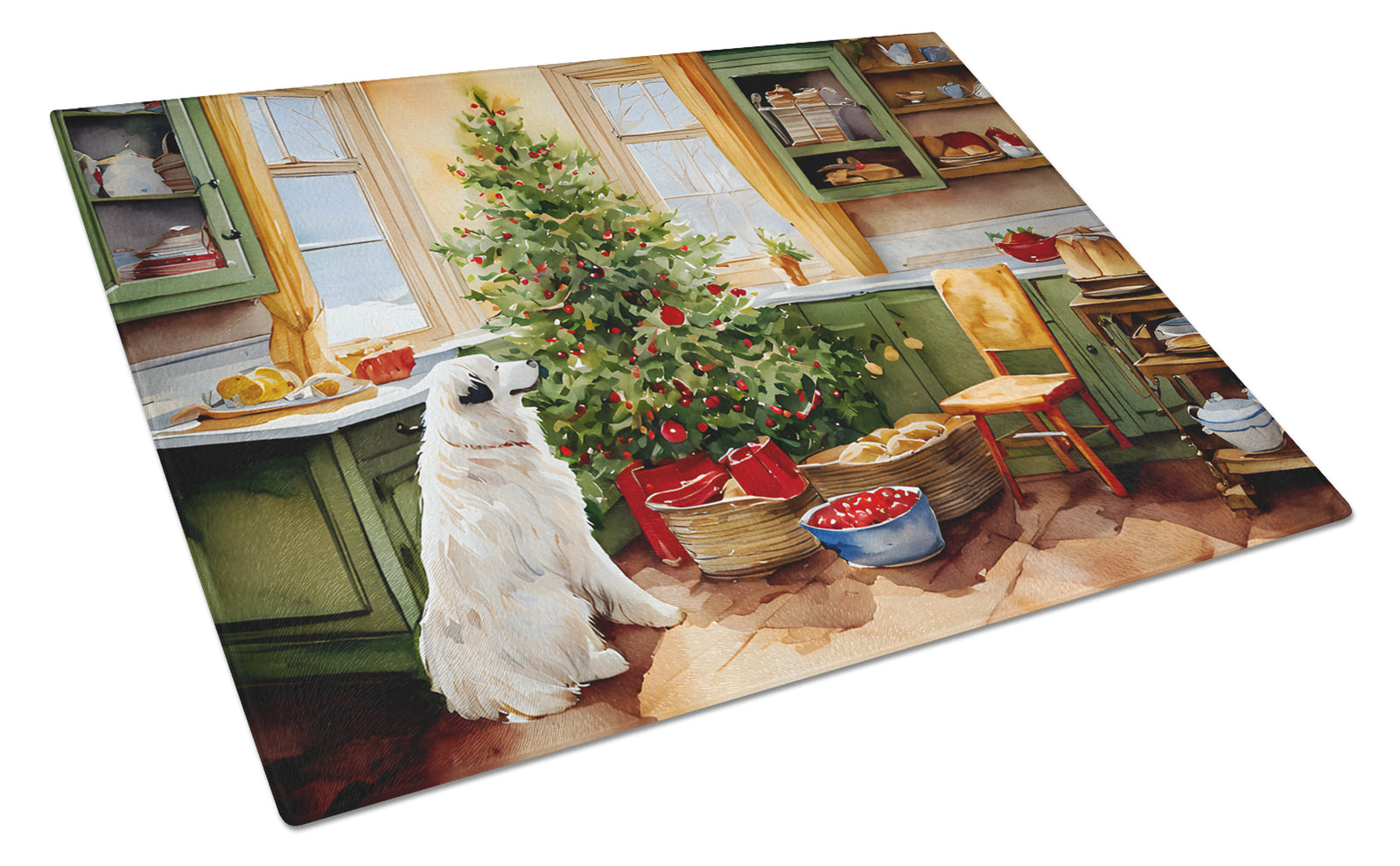 Buy this Great Pyrenees Christmas Cookies Glass Cutting Board
