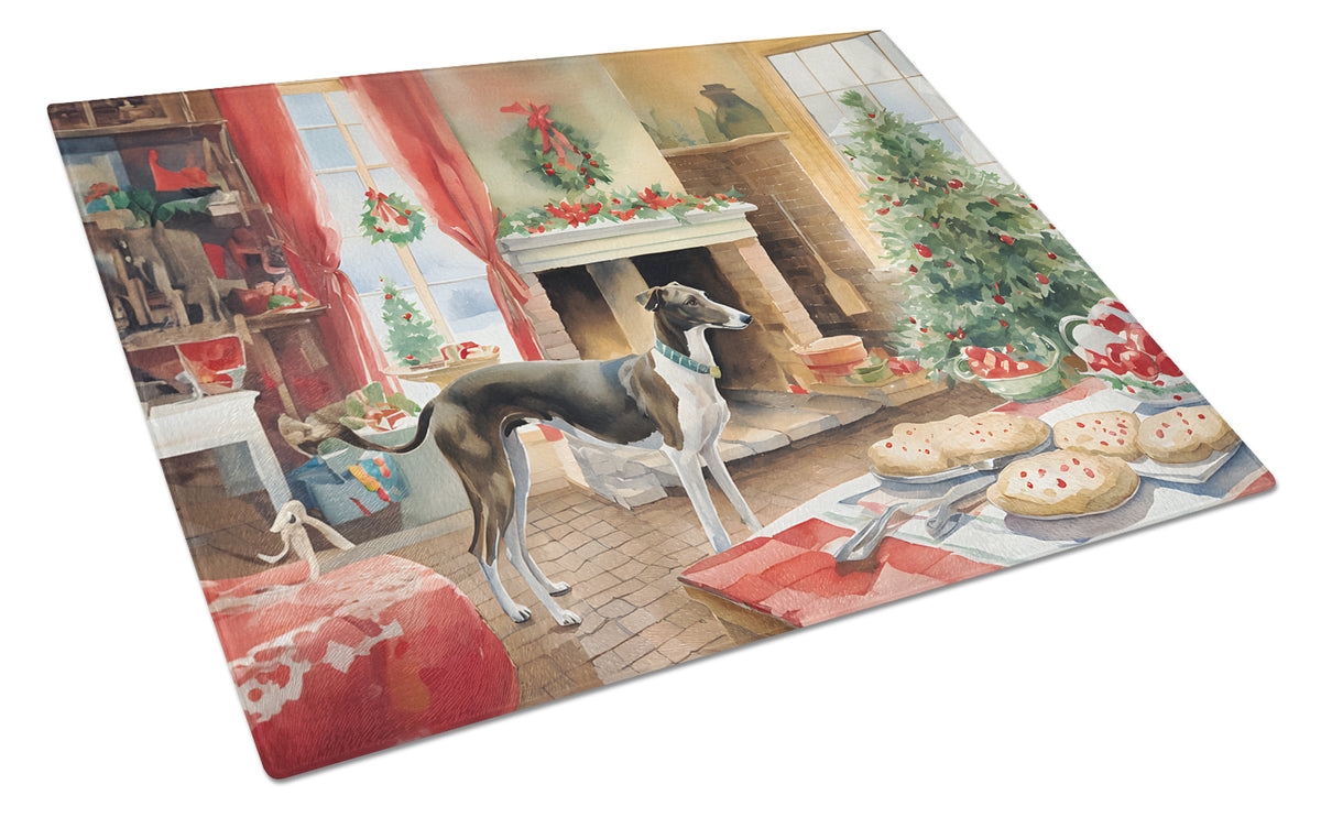 Buy this Greyhound Christmas Cookies Glass Cutting Board