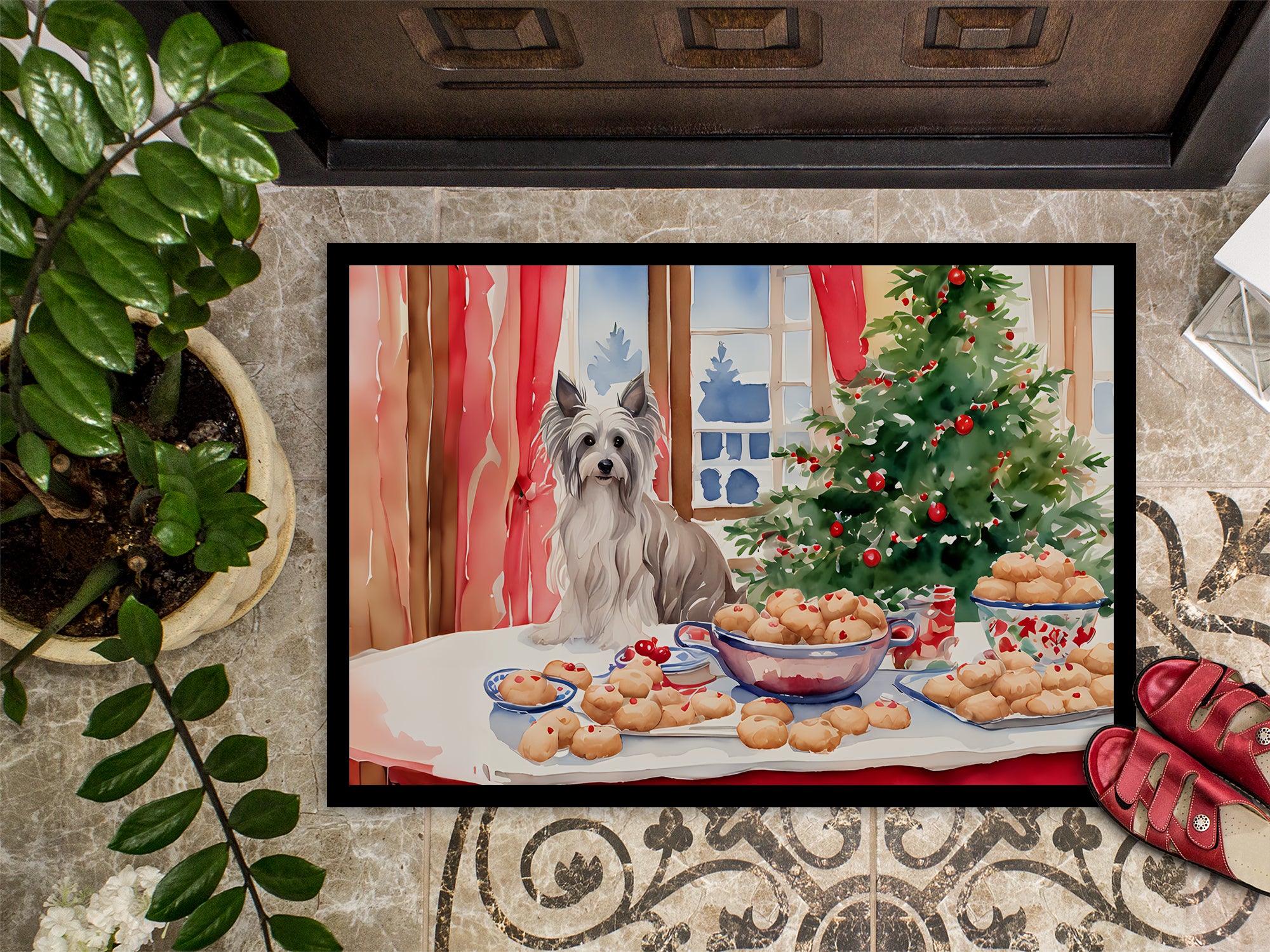 Chinese Crested Christmas Cookies Doormat