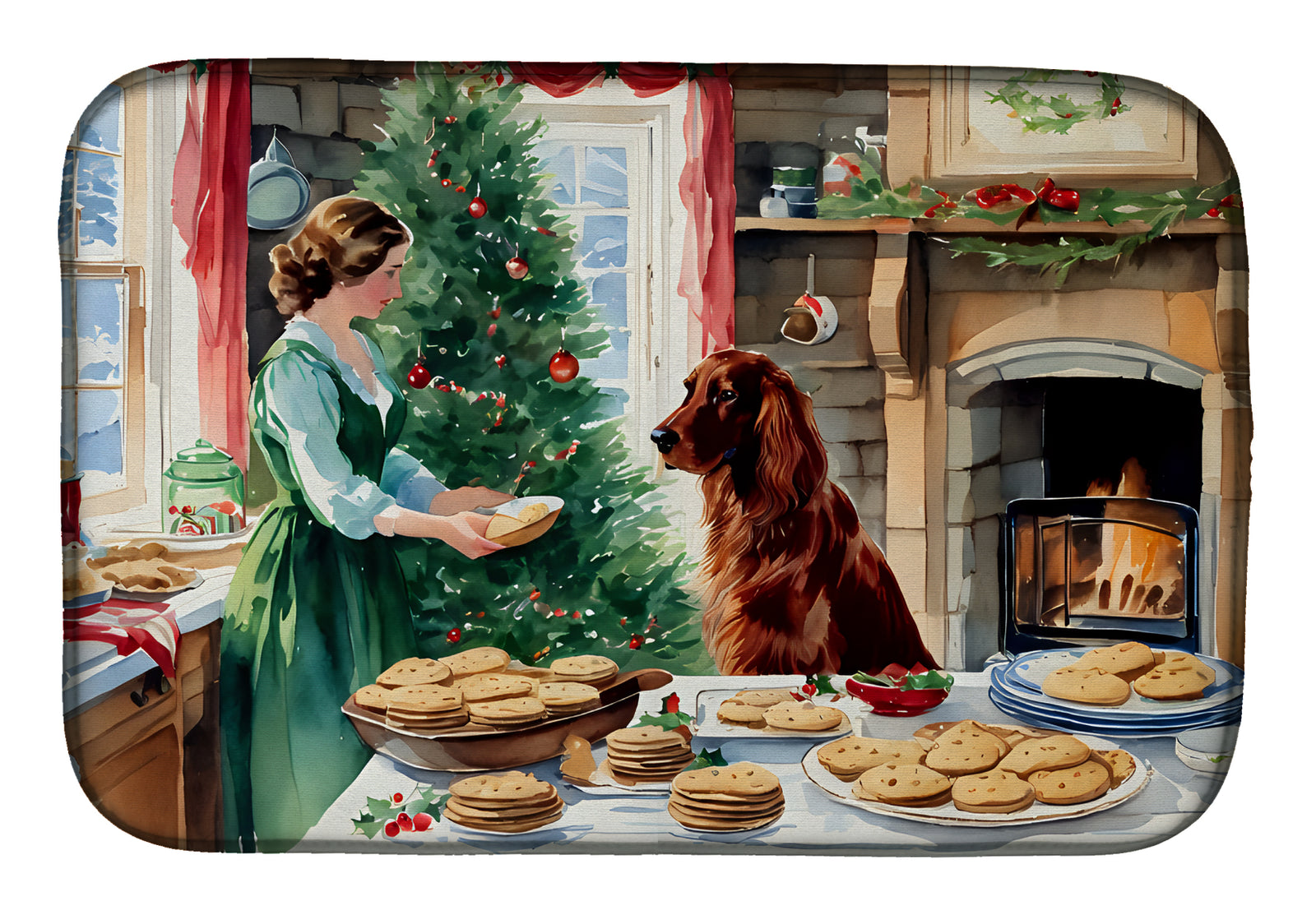 Buy this Irish Setter Christmas Cookies Dish Drying Mat