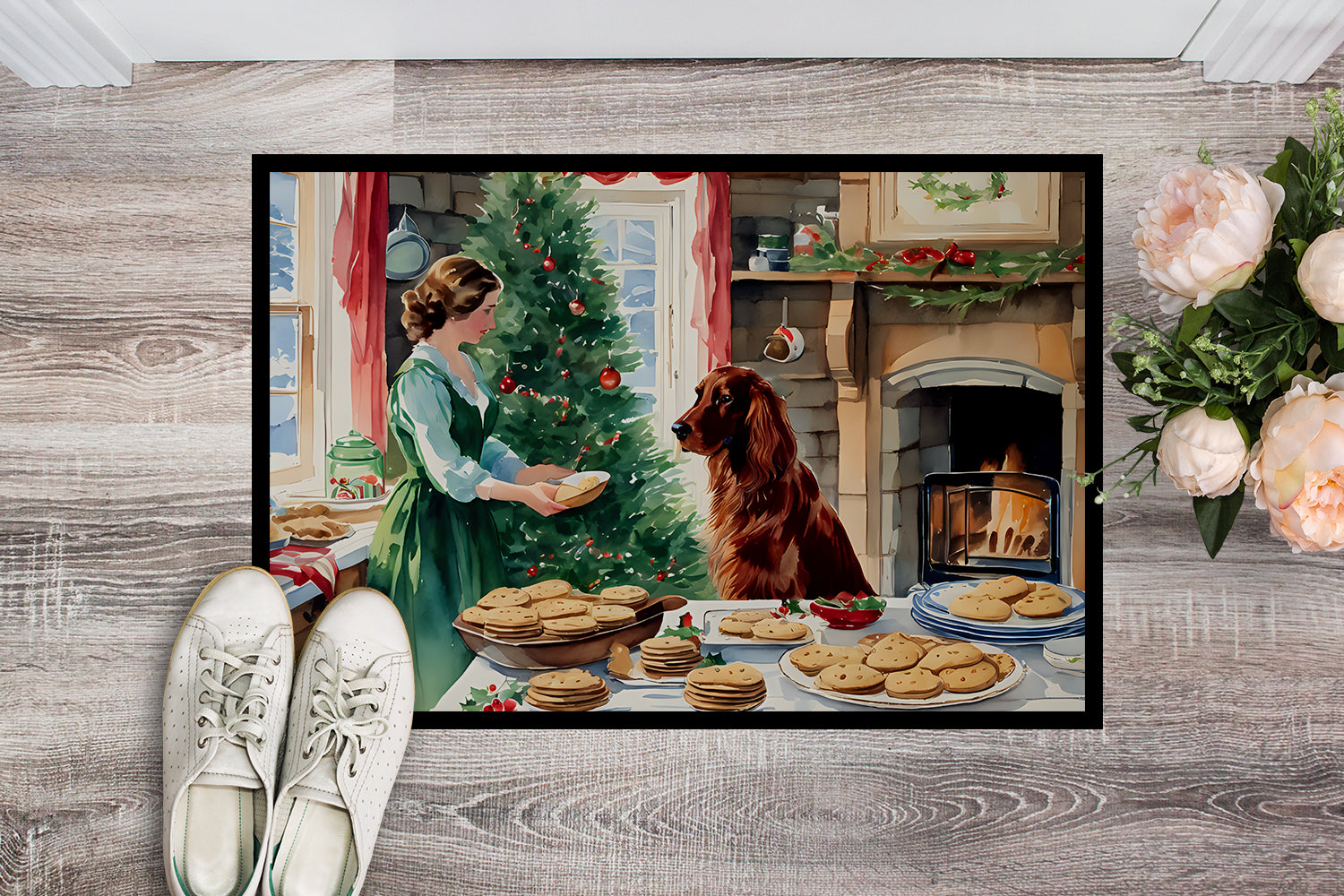 Irish Setter Christmas Cookies Doormat
