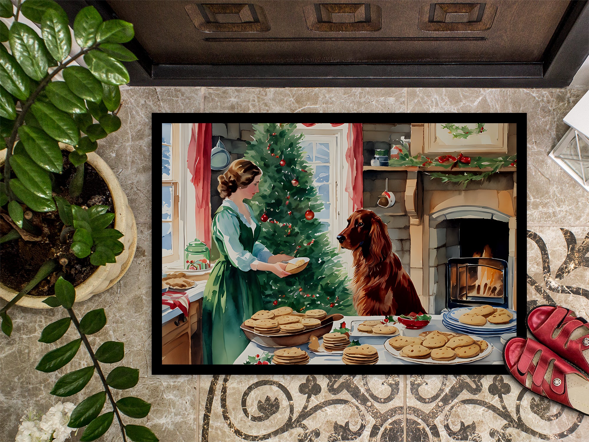 Irish Setter Christmas Cookies Doormat