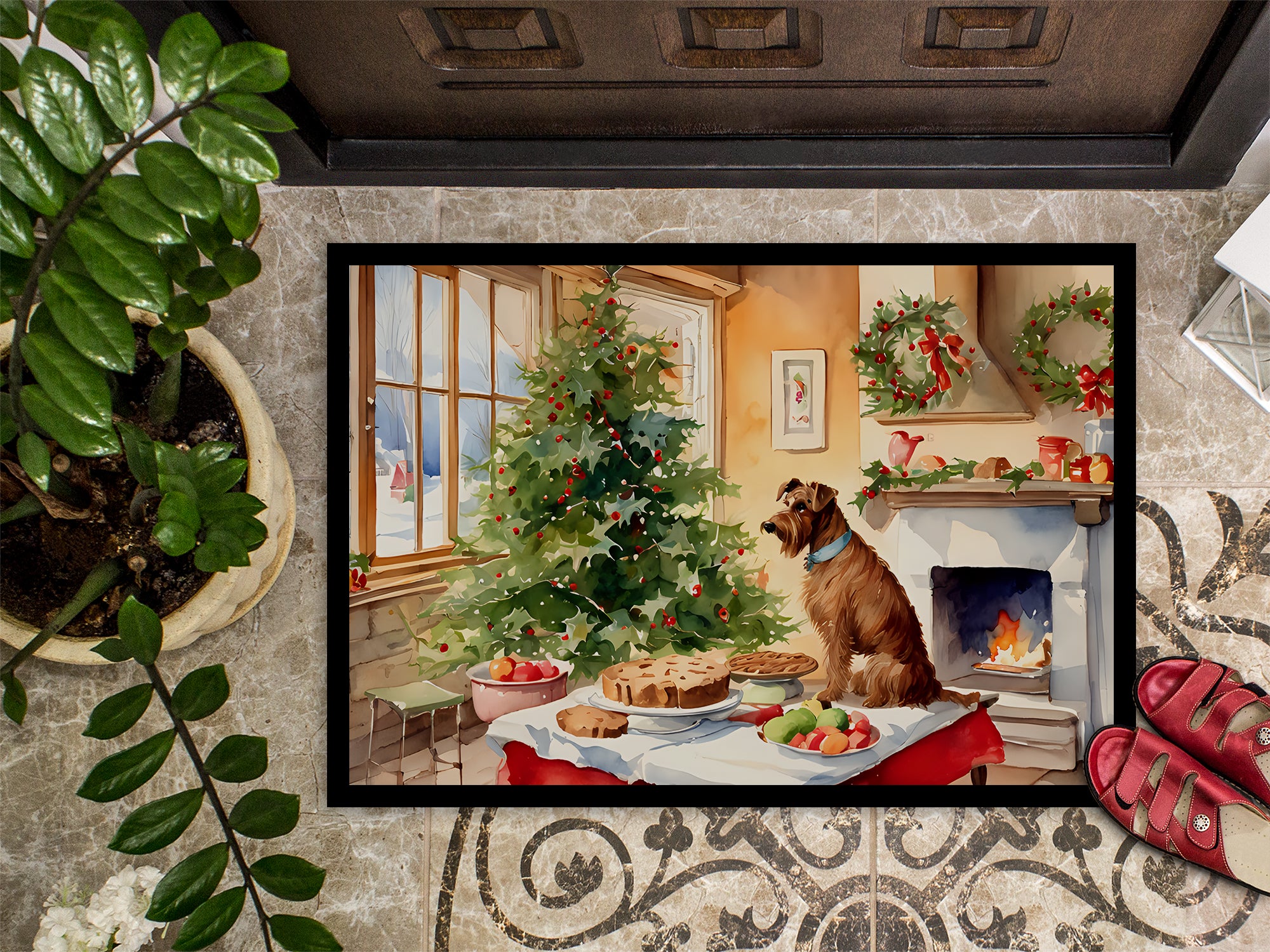 Irish Terrier Christmas Cookies Doormat