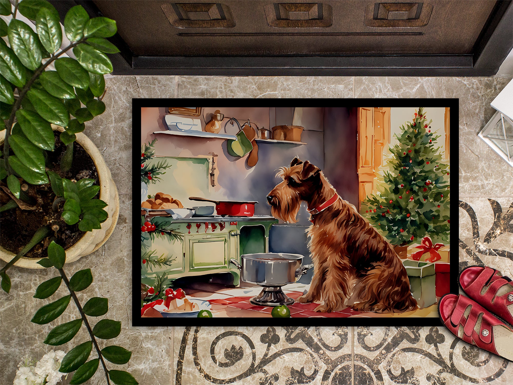 Irish Terrier Christmas Cookies Doormat