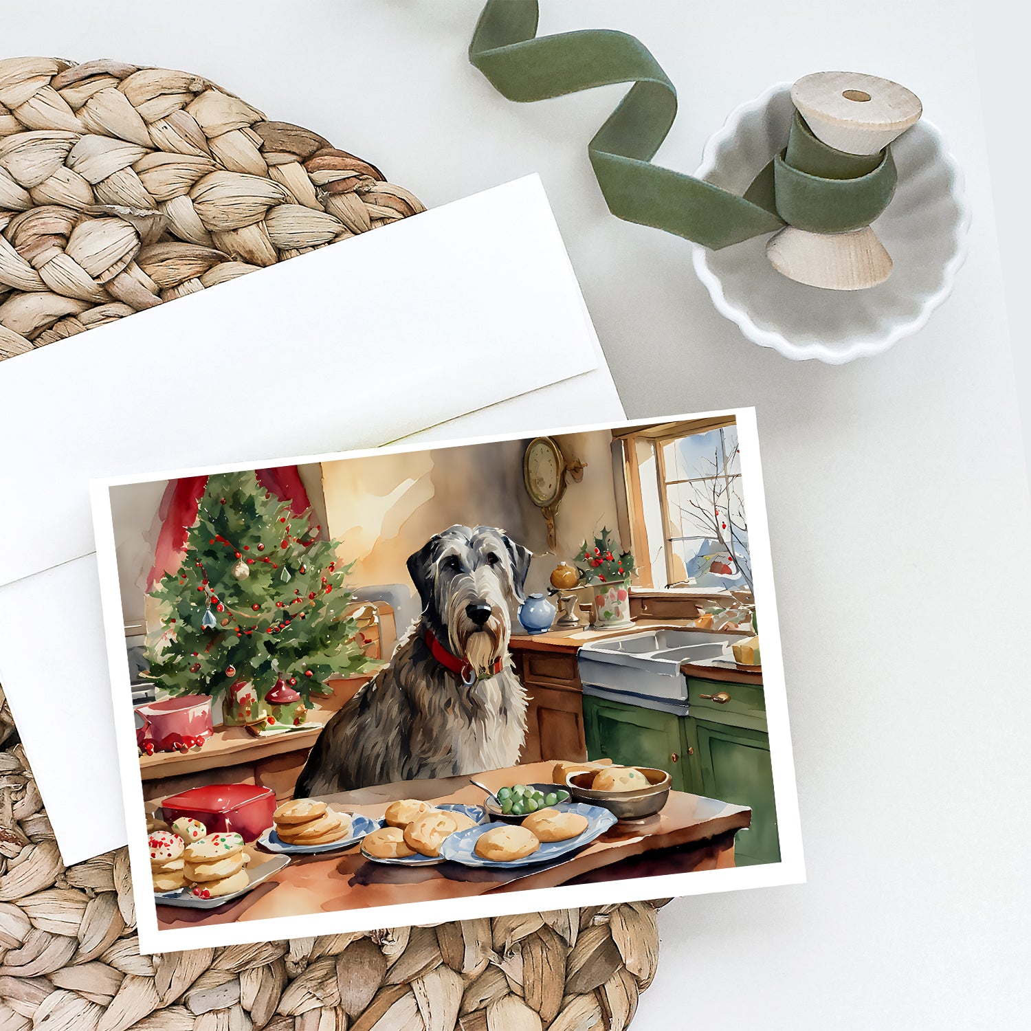 Irish Wolfhound Christmas Cookies Greeting Cards Pack of 8