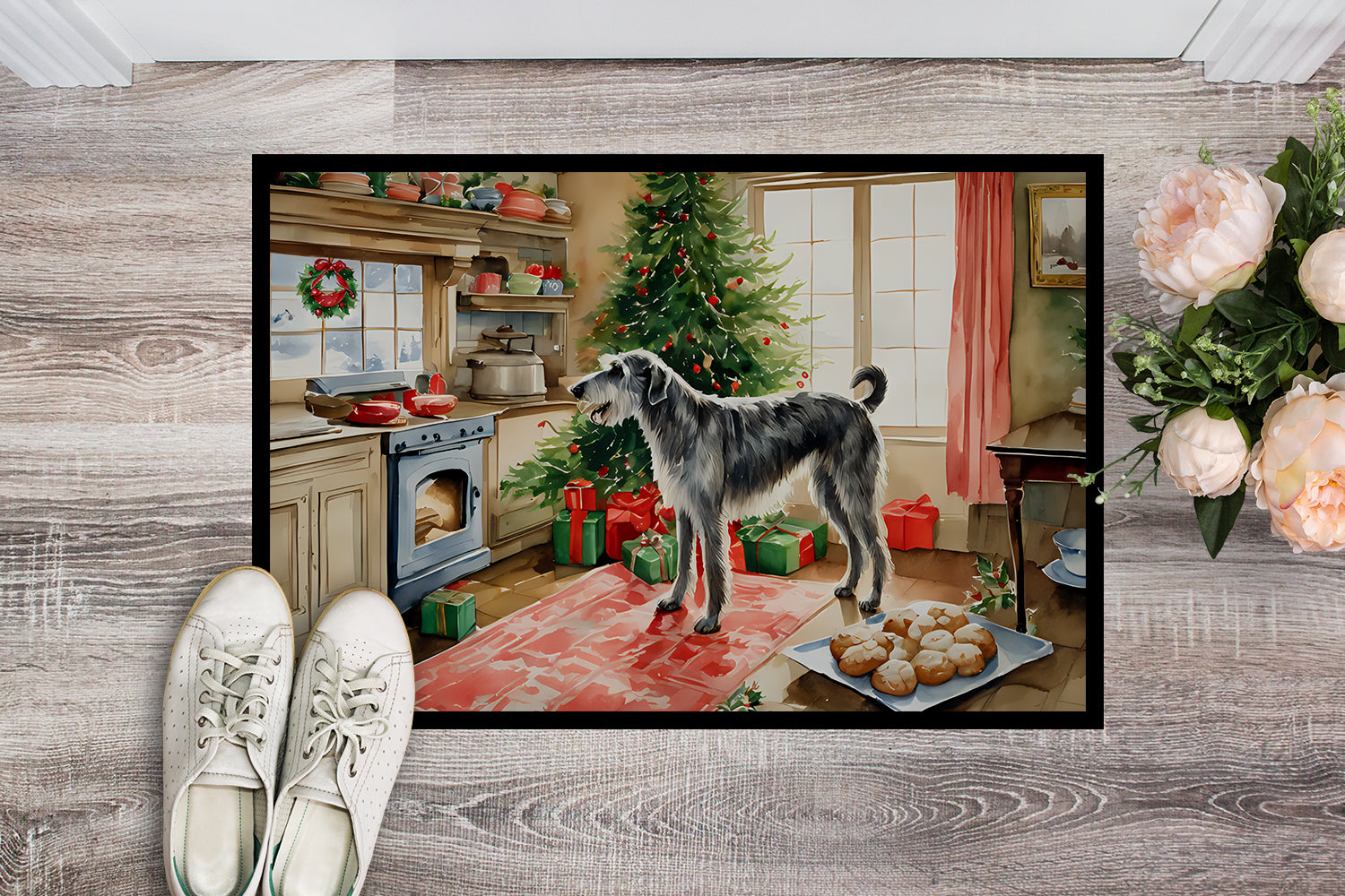 Irish Wolfhound Christmas Cookies Doormat