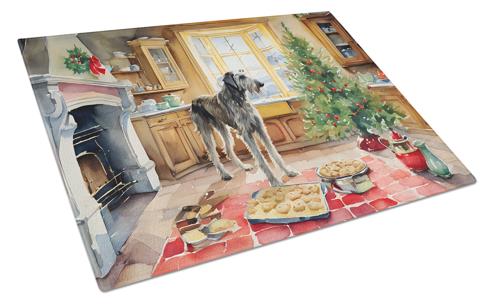 Buy this Irish Wolfhound Christmas Cookies Glass Cutting Board