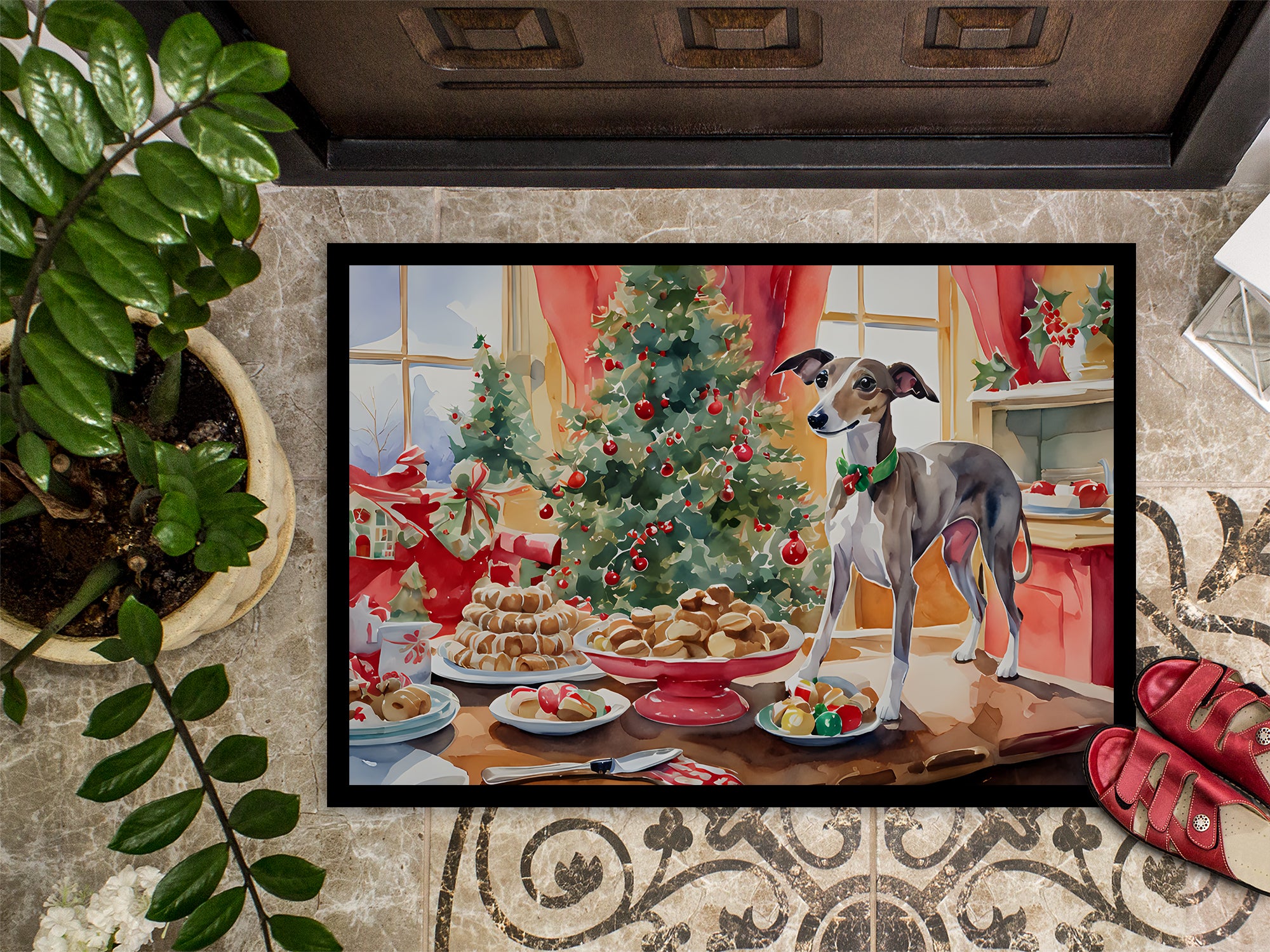 Italian Greyhound Christmas Cookies Doormat