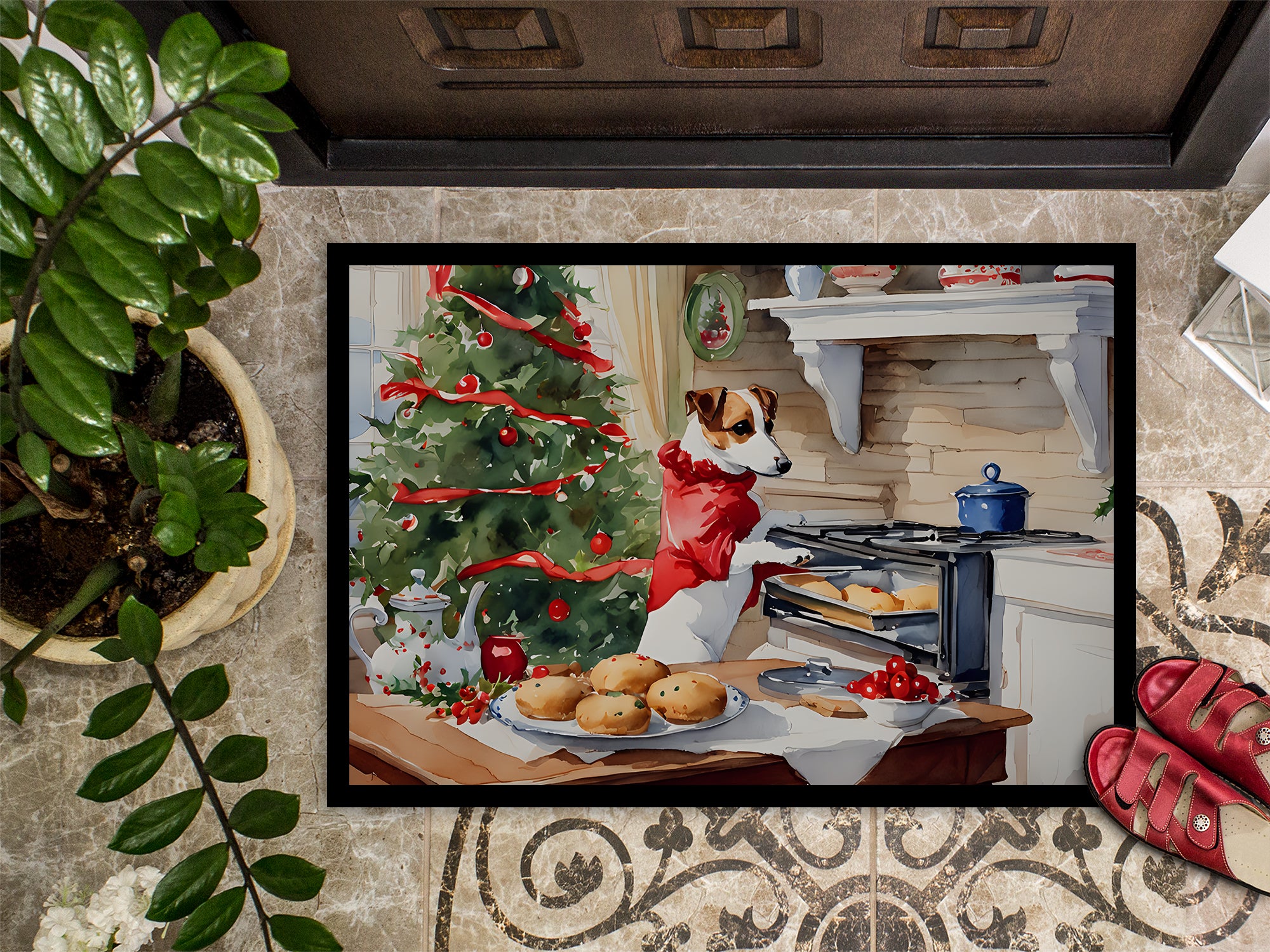 Jack Russell Terrier Christmas Cookies Doormat