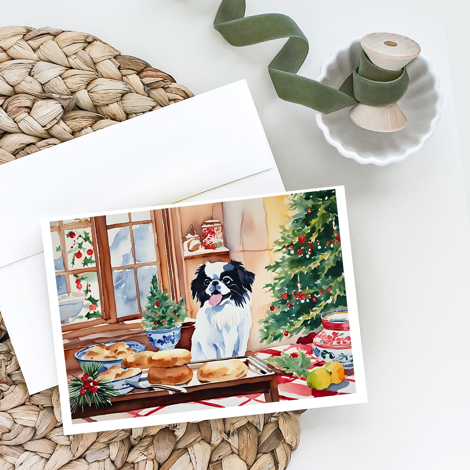 Japanese Chin Christmas Cookies Greeting Cards Pack of 8