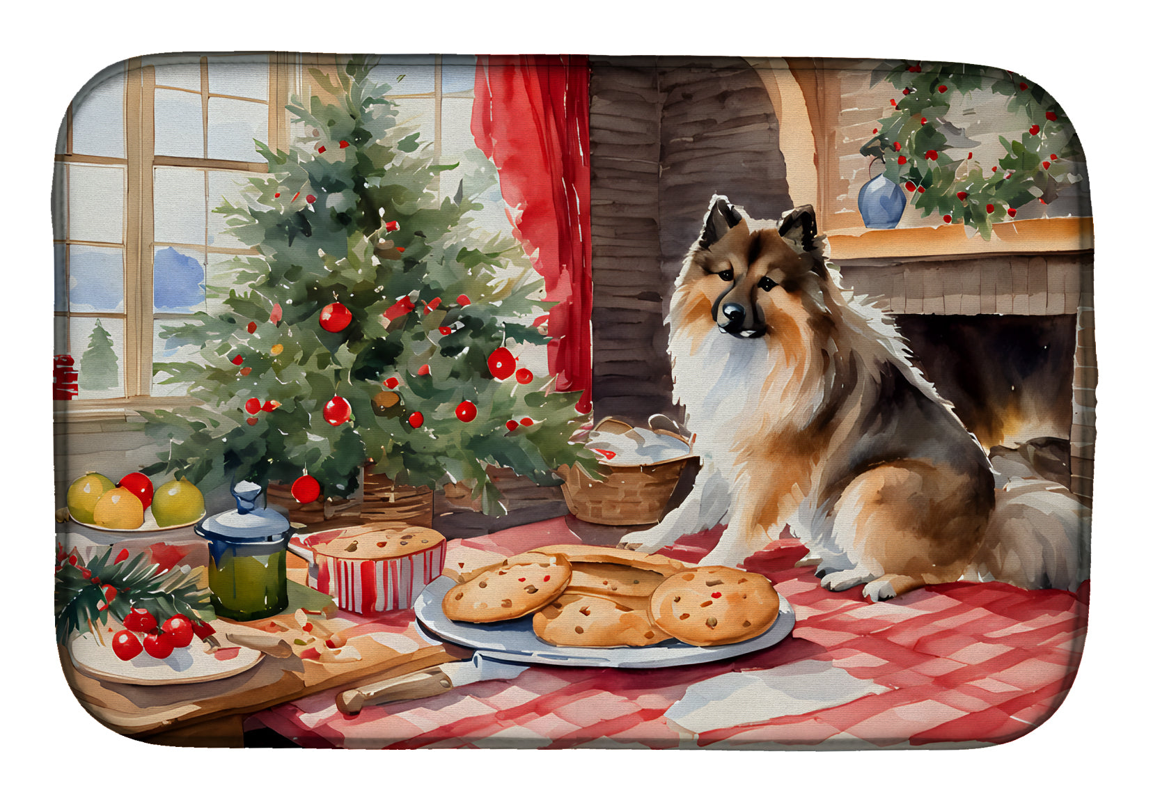 Buy this Keeshond Christmas Cookies Dish Drying Mat