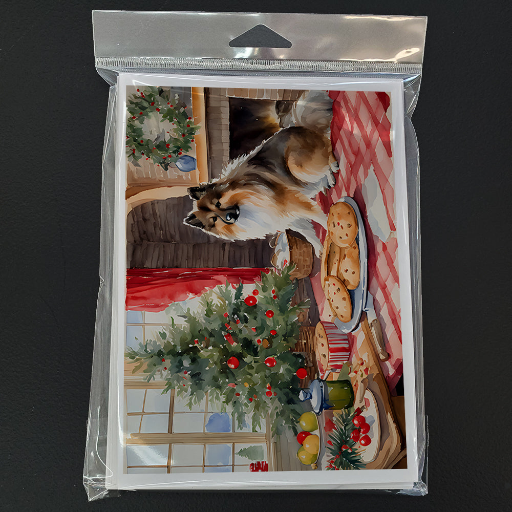 Keeshond Christmas Cookies Greeting Cards Pack of 8