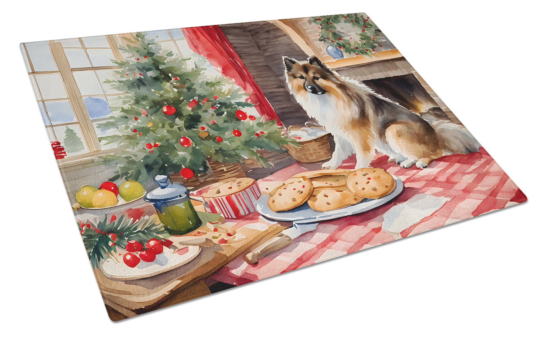 Buy this Keeshond Christmas Cookies Glass Cutting Board