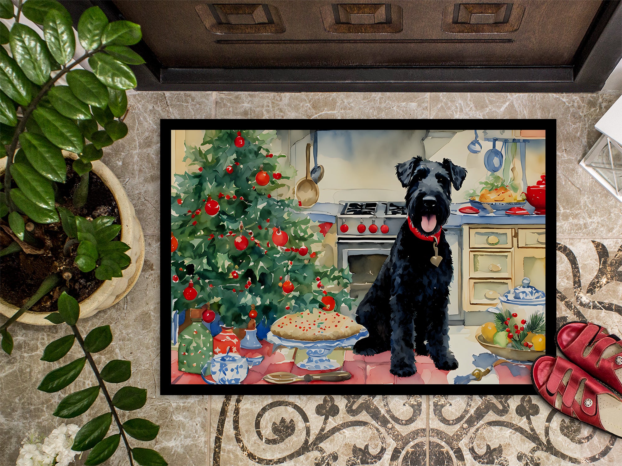 Kerry Blue Terrier Christmas Cookies Doormat