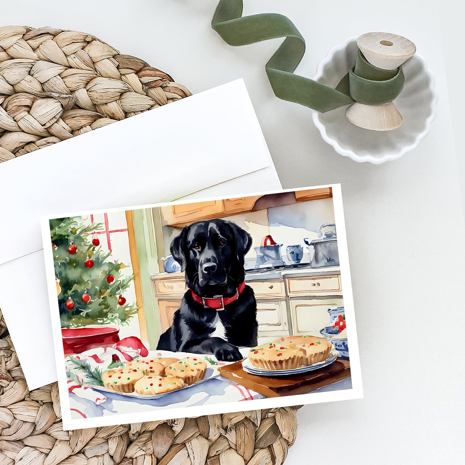 Caroline's Treasures Labrador Retriever Christmas Cookies Greeting Cards - Blank Note Cards – 8-Pack of Artist-Designed Cards with Envelopes