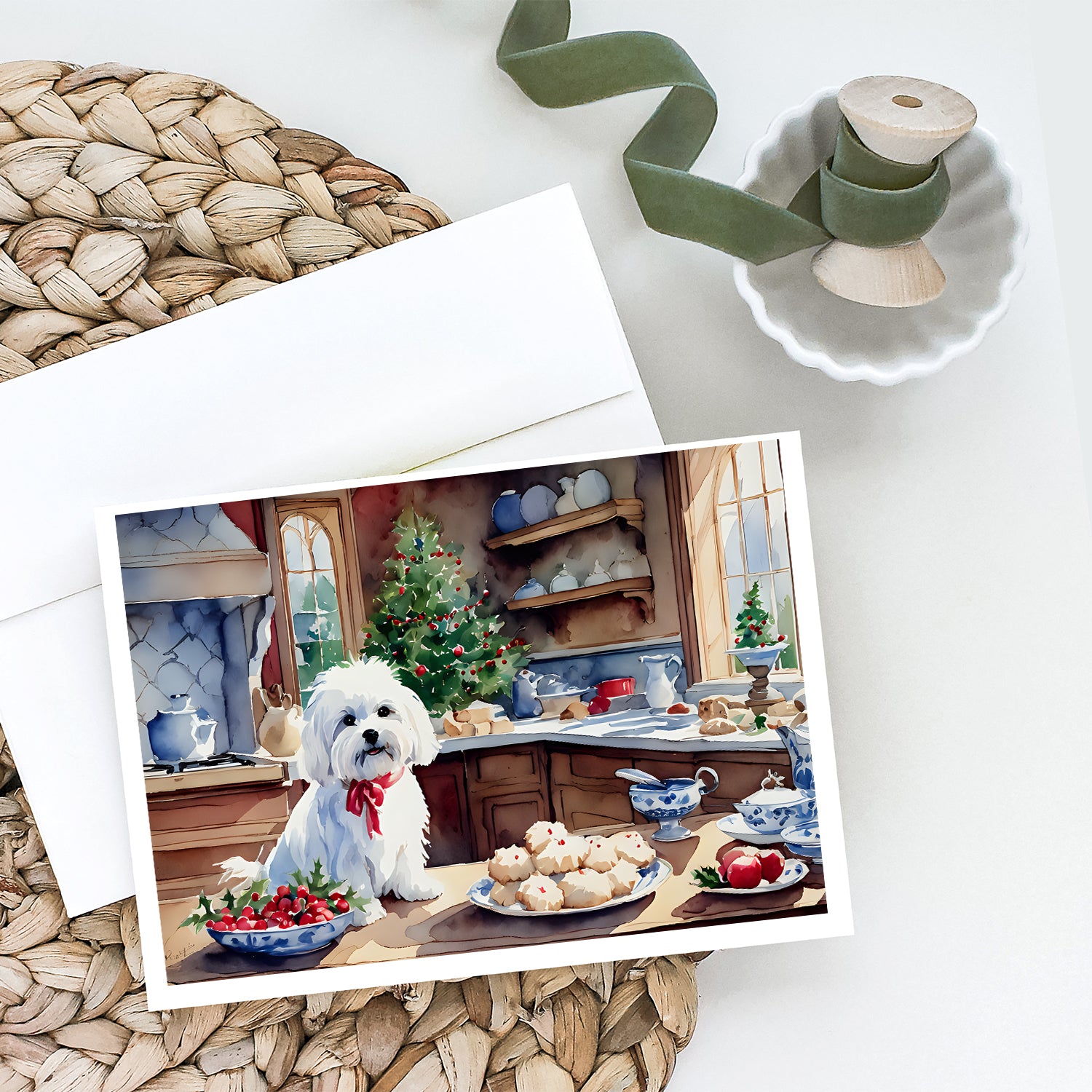Buy this Maltese Christmas Cookies Greeting Cards Pack of 8