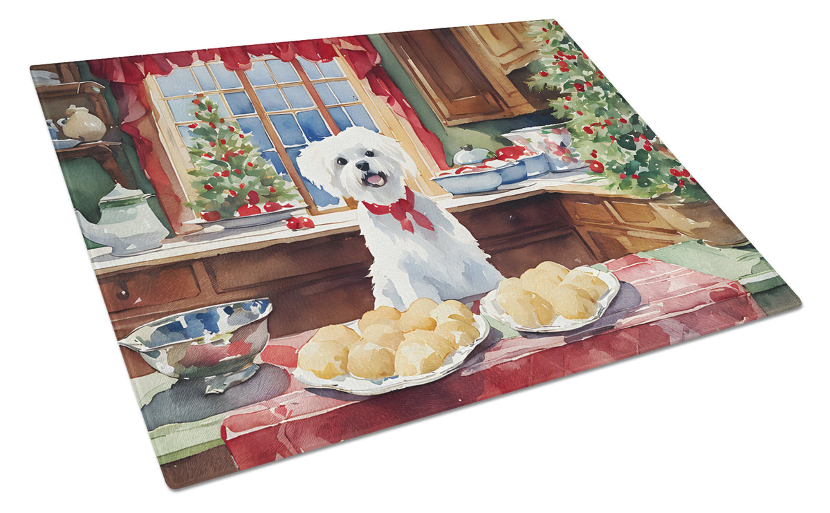 Buy this Maltese Christmas Cookies Glass Cutting Board