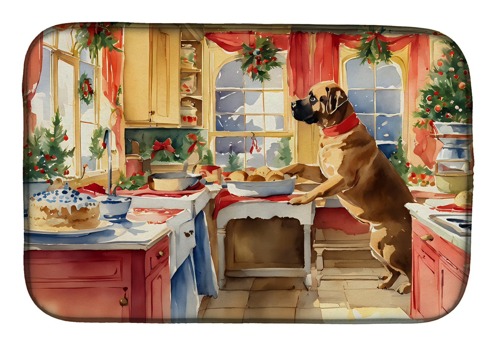 Buy this Mastiff Christmas Cookies Dish Drying Mat