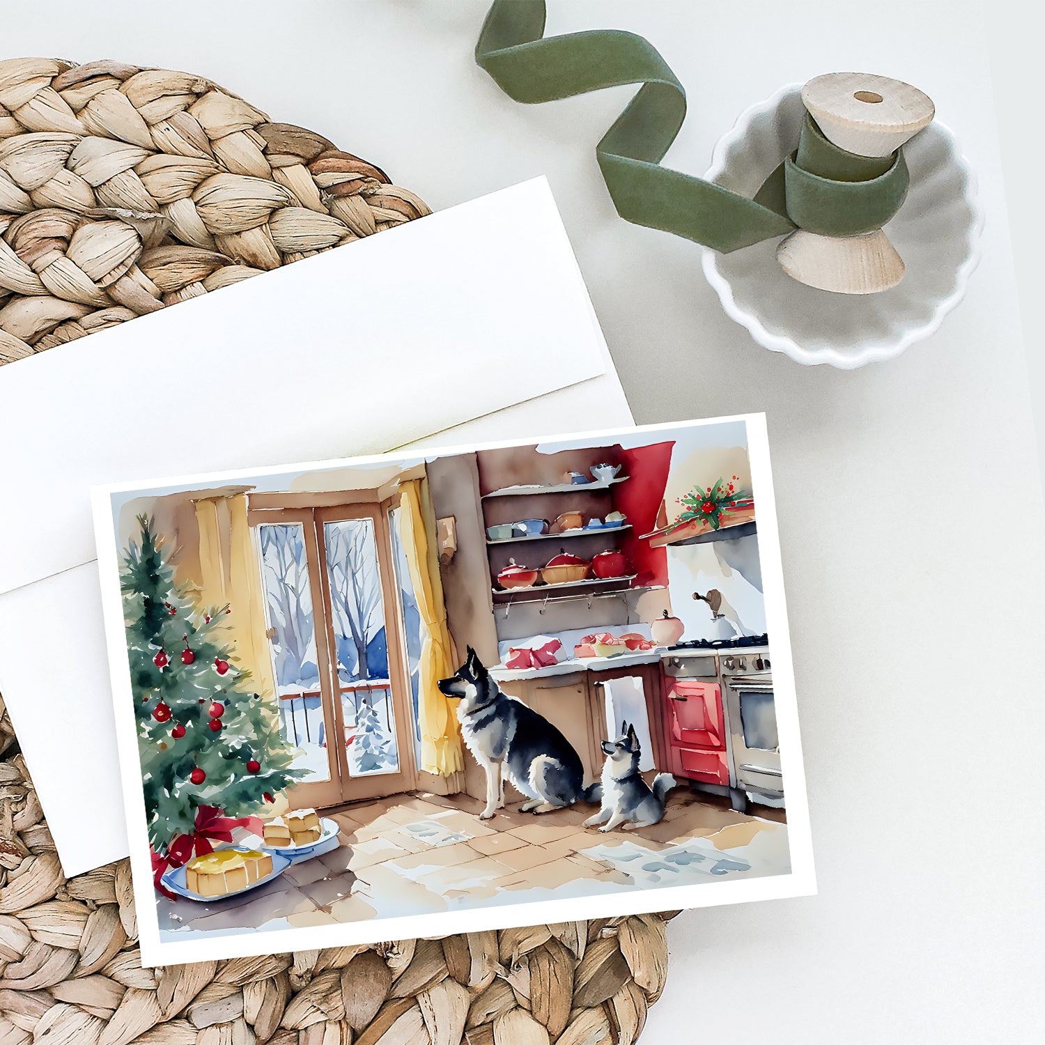 Buy this Norwegian Elkhound Christmas Cookies Greeting Cards Pack of 8