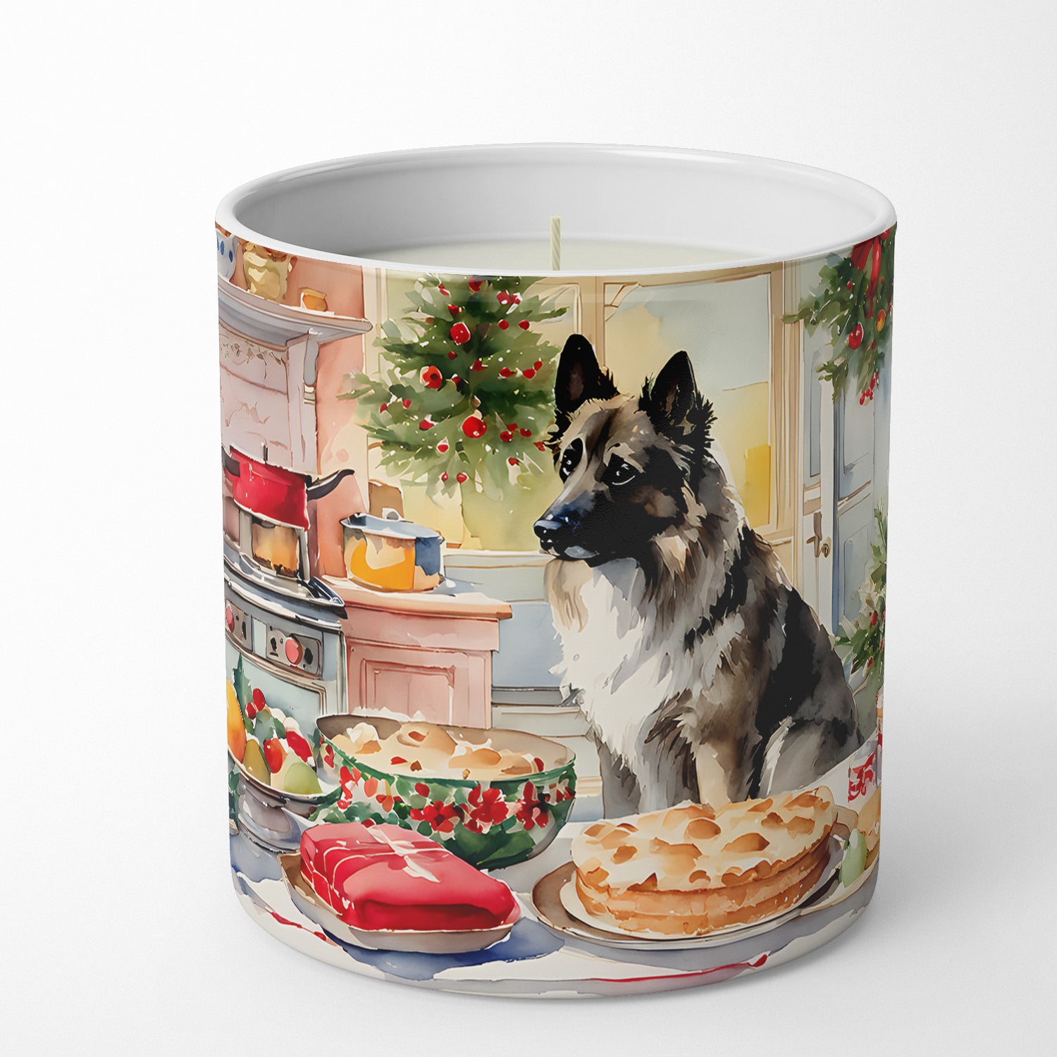 Norwegian Elkhound Christmas Cookies Decorative Soy Candle