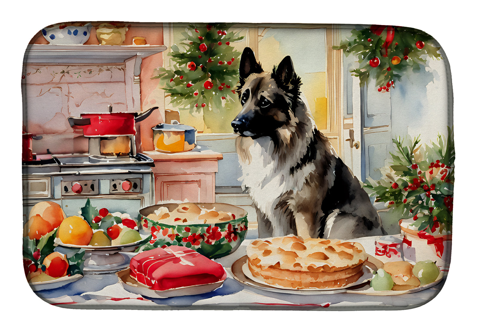 Buy this Norwegian Elkhound Christmas Cookies Dish Drying Mat
