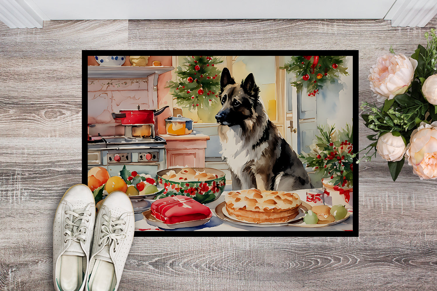 Buy this Norwegian Elkhound Christmas Cookies Doormat