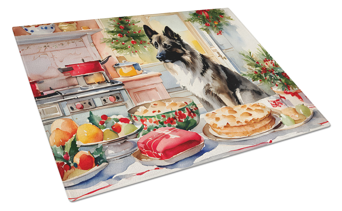 Buy this Norwegian Elkhound Christmas Cookies Glass Cutting Board