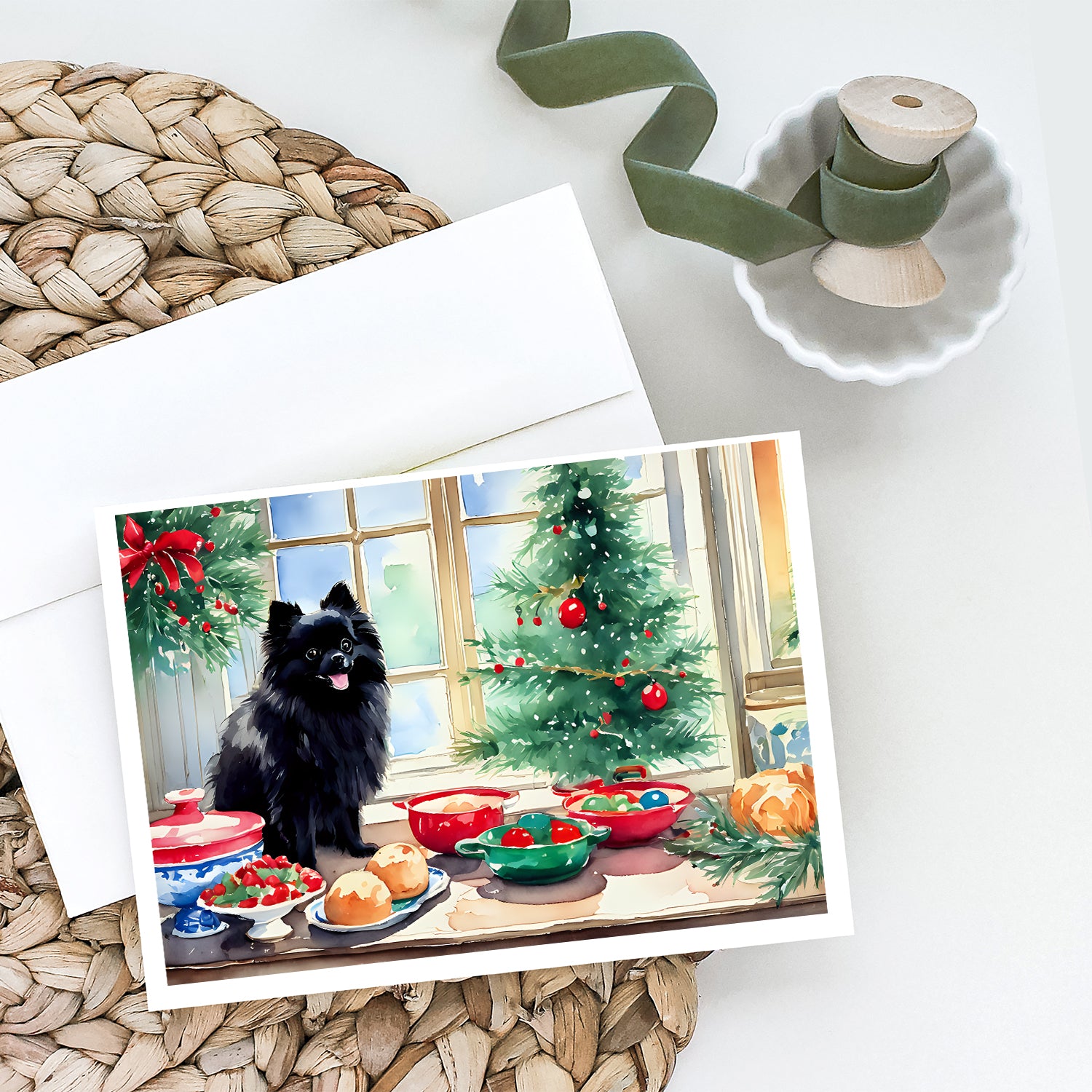 Pomeranian Christmas Cookies Greeting Cards Pack of 8