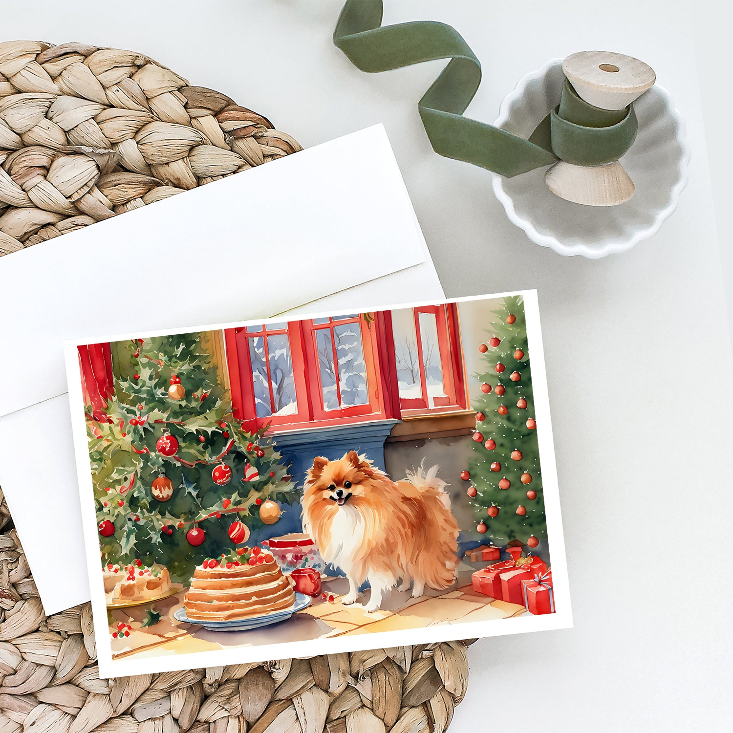 Pomeranian Christmas Cookies Greeting Cards Pack of 8