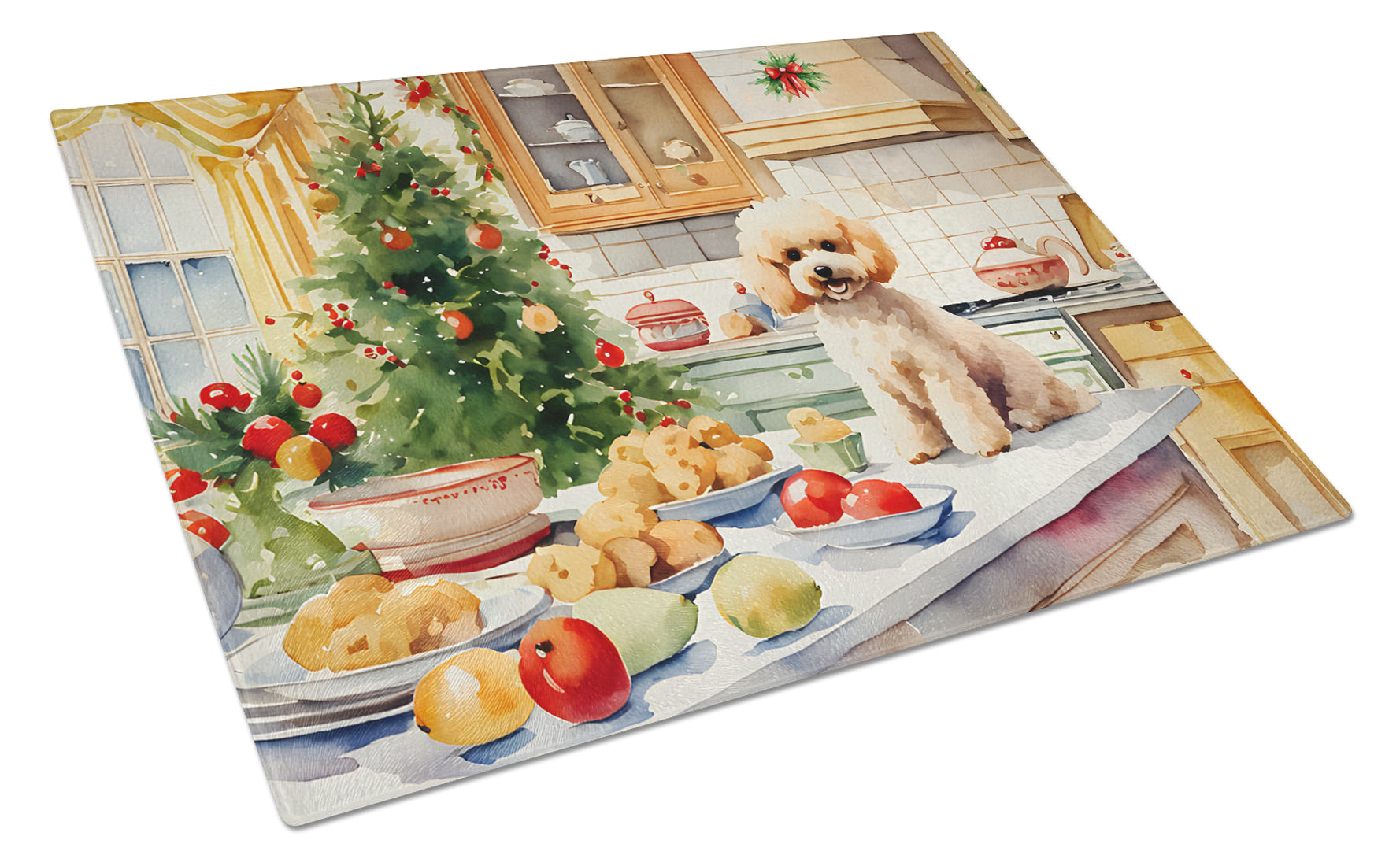 Buy this Poodle Christmas Cookies Glass Cutting Board