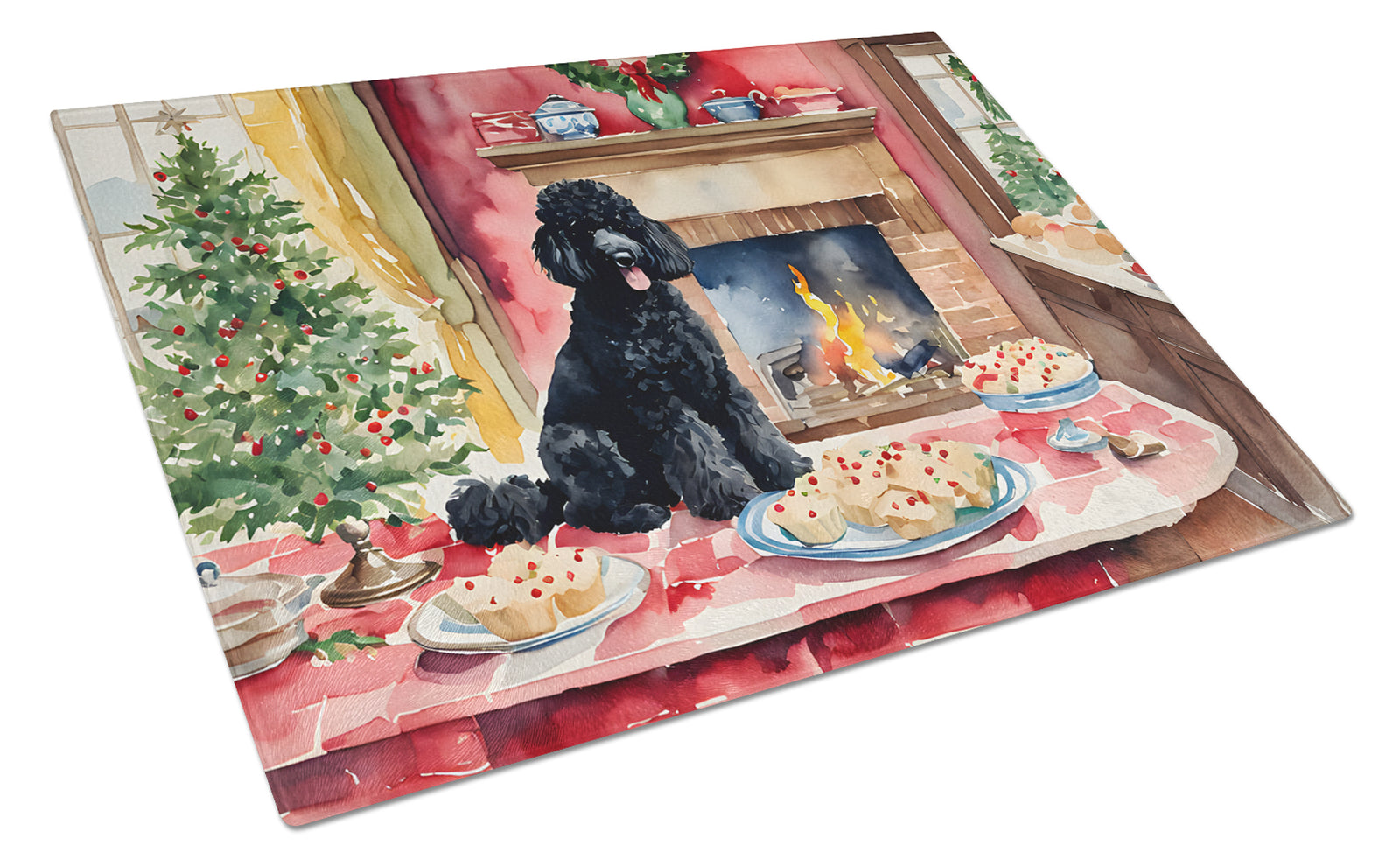 Buy this Poodle Christmas Cookies Glass Cutting Board