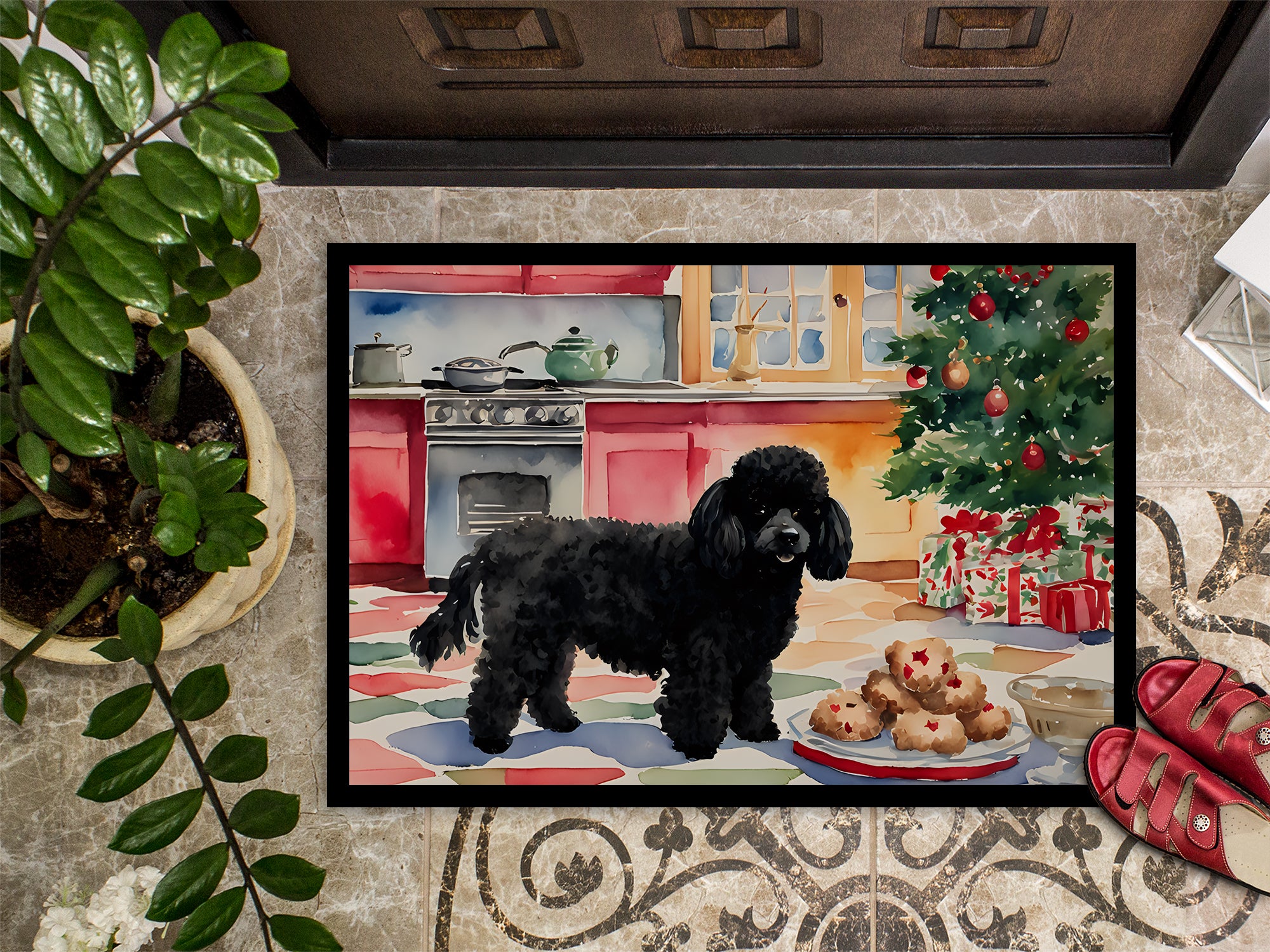 Poodle Christmas Cookies Doormat