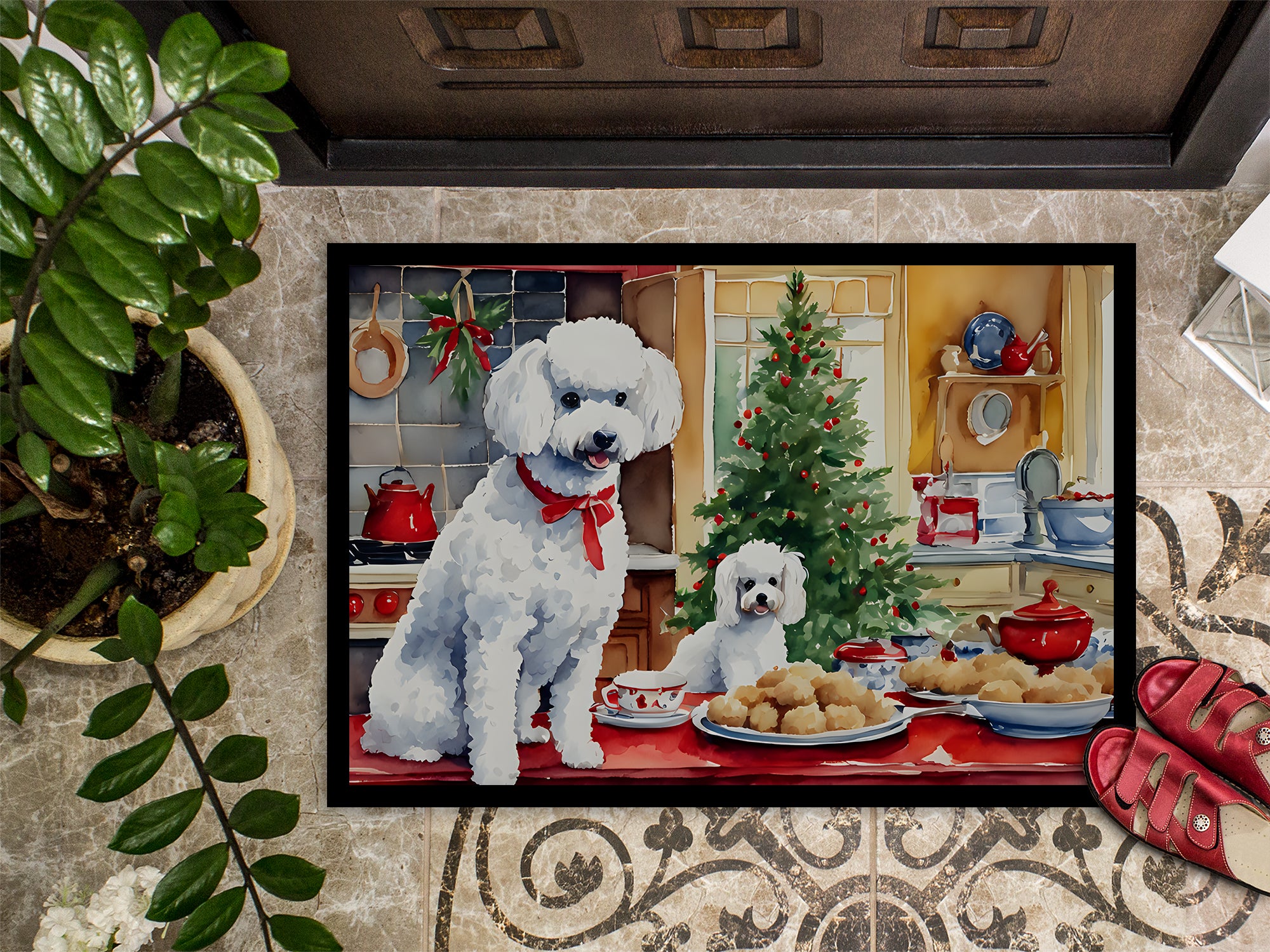 Poodle Christmas Cookies Doormat