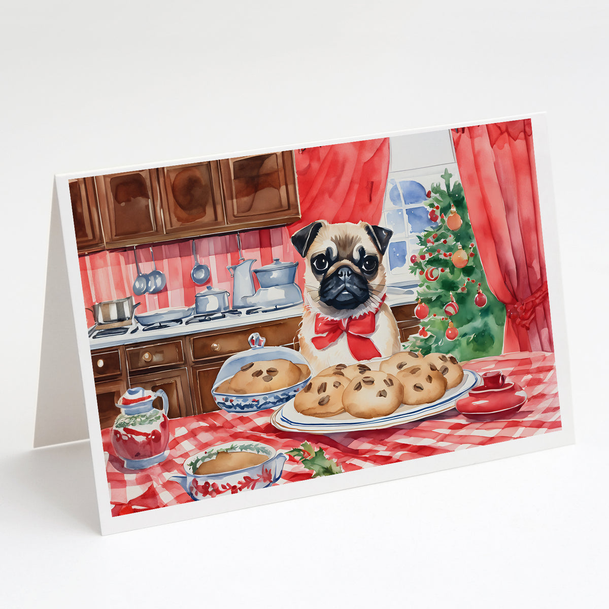 Buy this Pug Christmas Cookies Greeting Cards Pack of 8