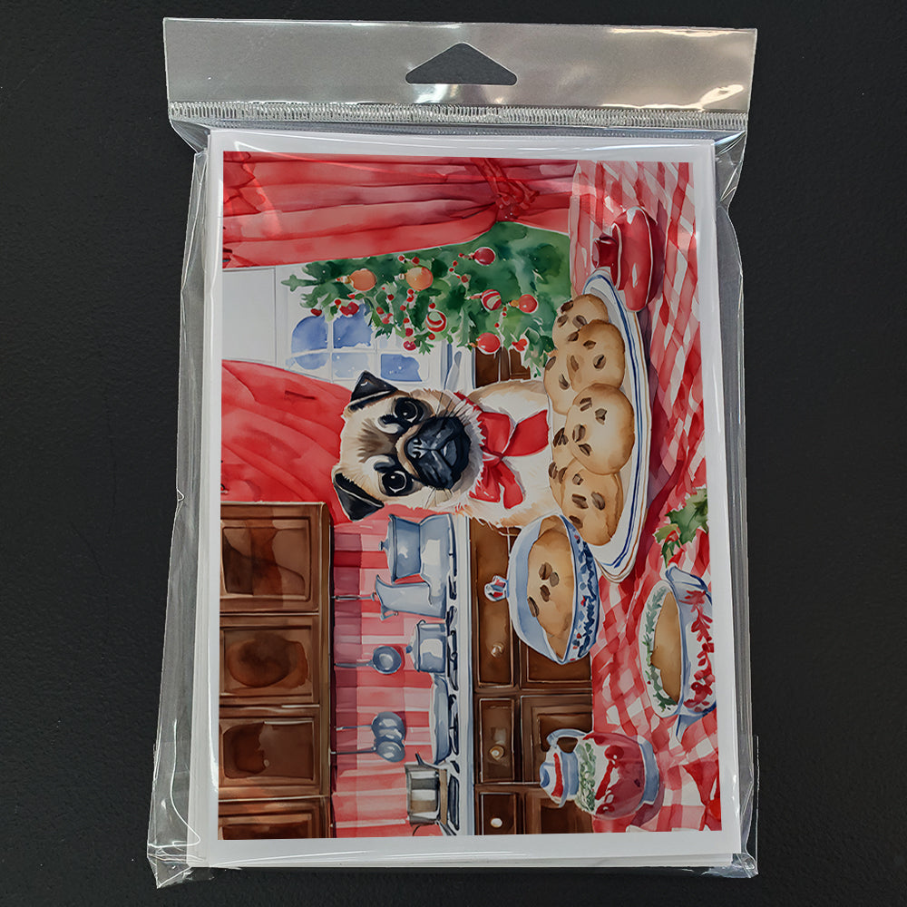 Pug Christmas Cookies Greeting Cards Pack of 8