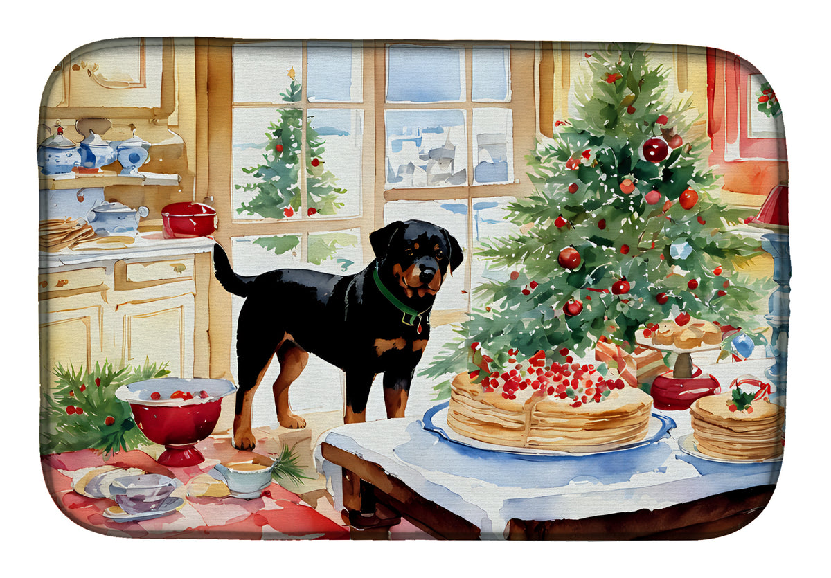 Buy this Rottweiler Christmas Cookies Dish Drying Mat