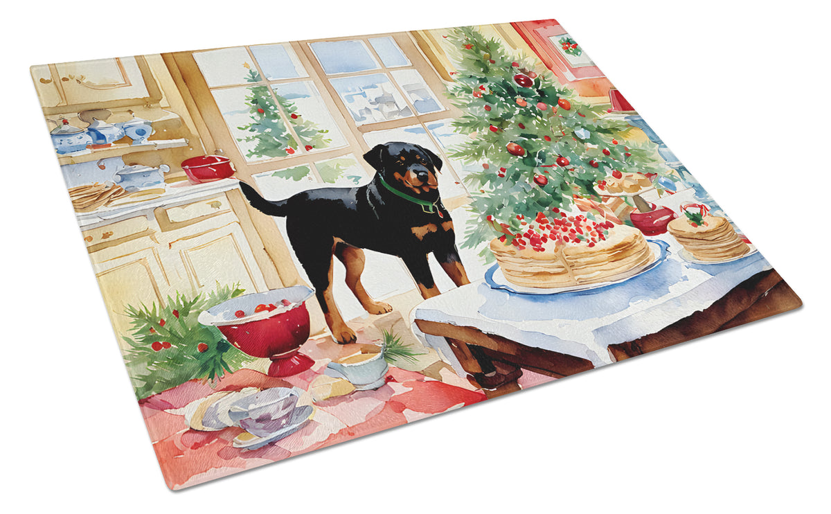 Buy this Rottweiler Christmas Cookies Glass Cutting Board