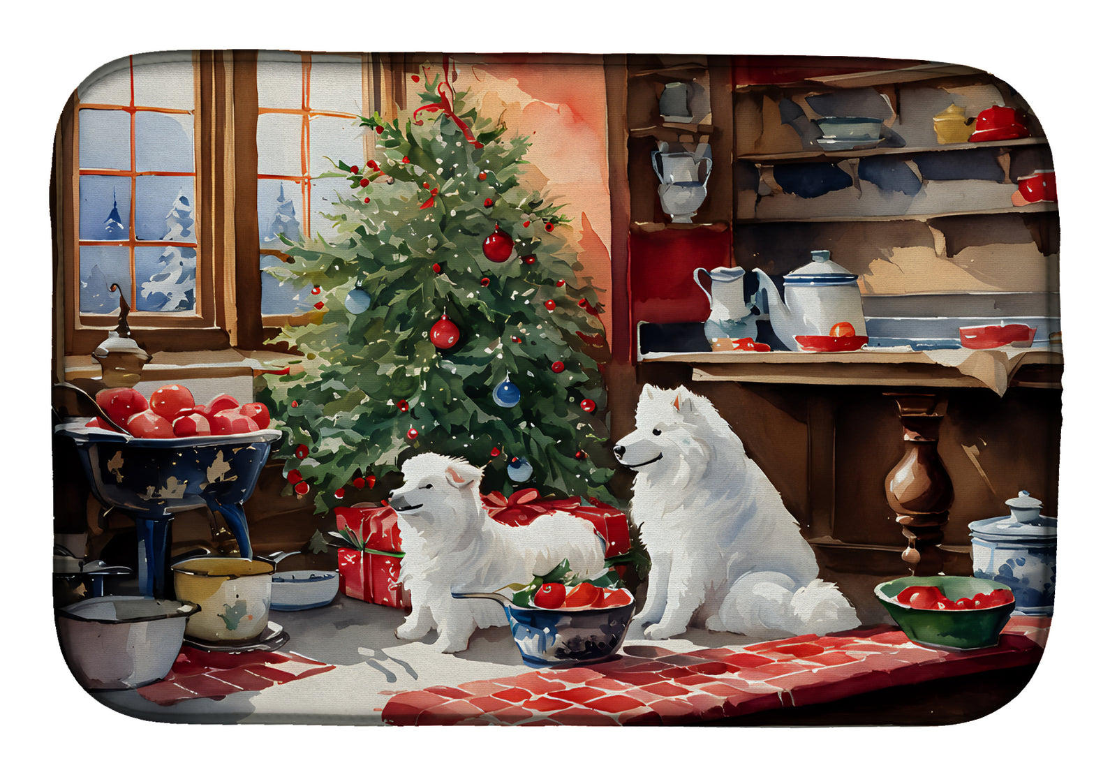 Buy this Samoyed Christmas Cookies Dish Drying Mat