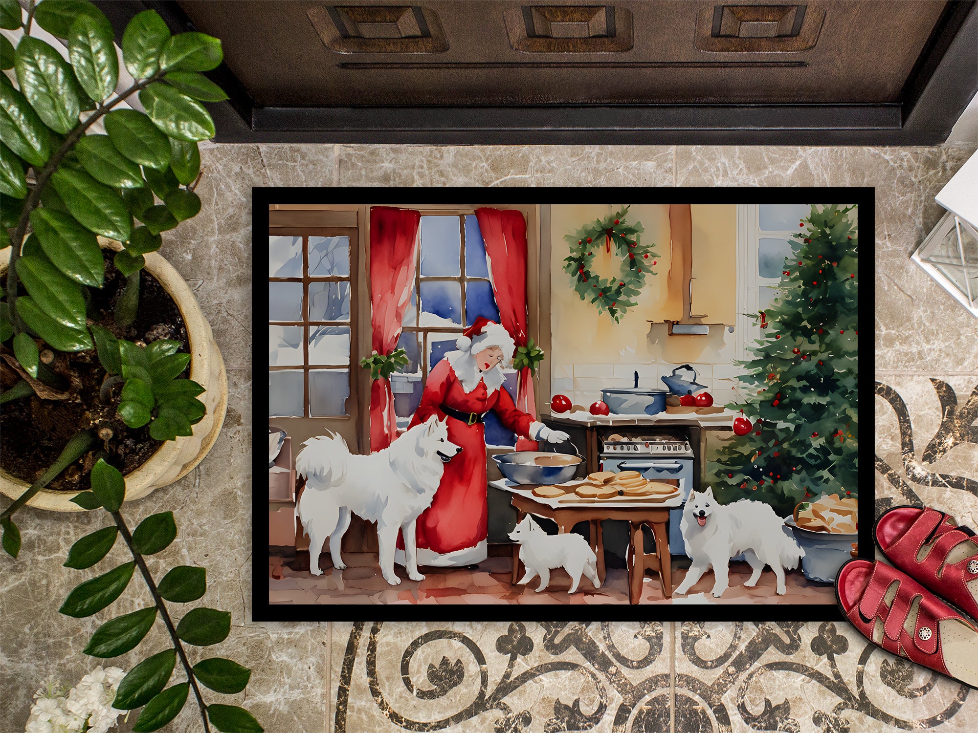 Samoyed Christmas Cookies Doormat