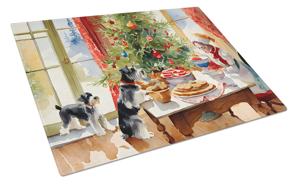 Buy this Schnauzer Christmas Cookies Glass Cutting Board