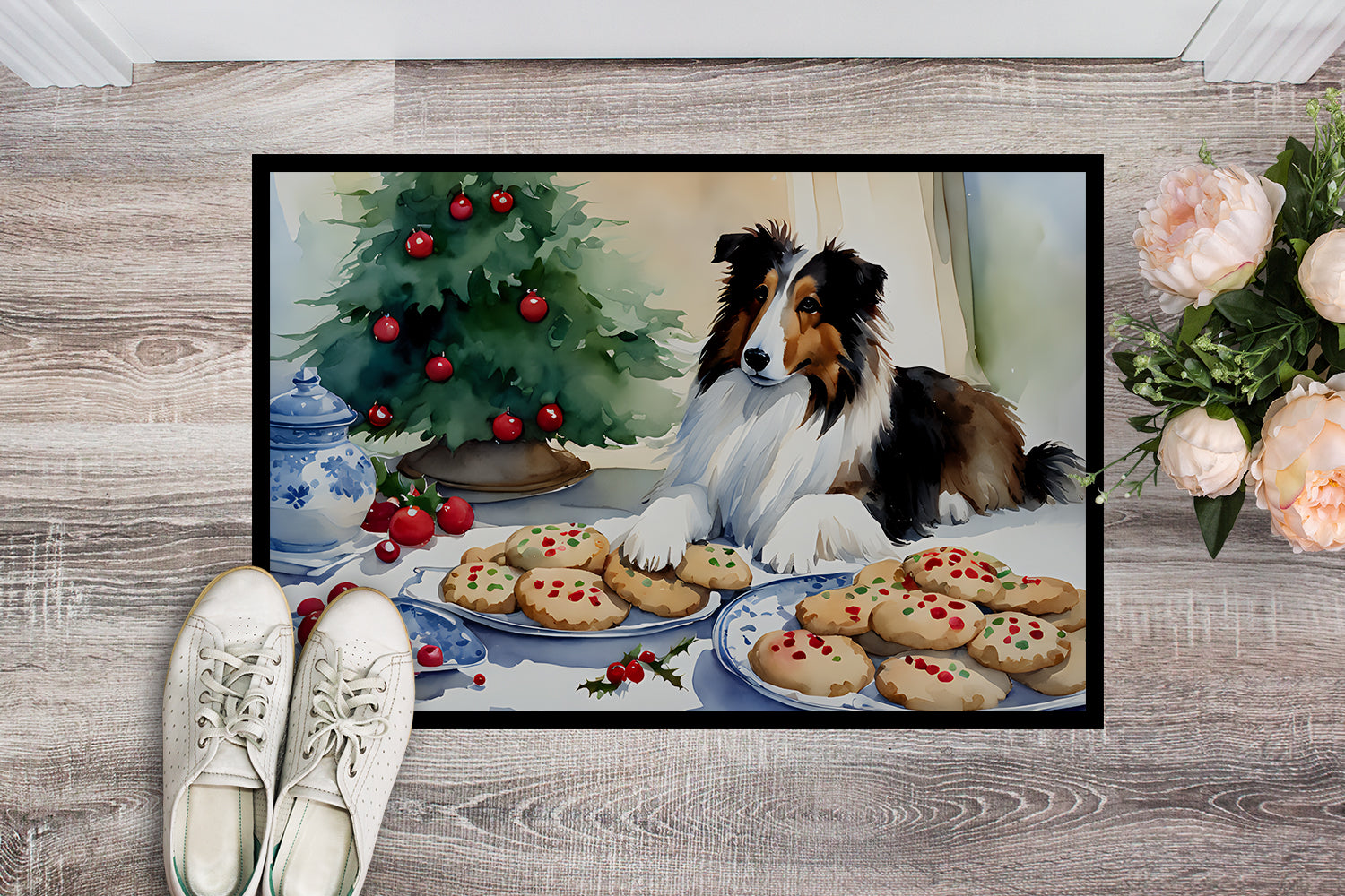 Buy this Sheltie Christmas Cookies Doormat