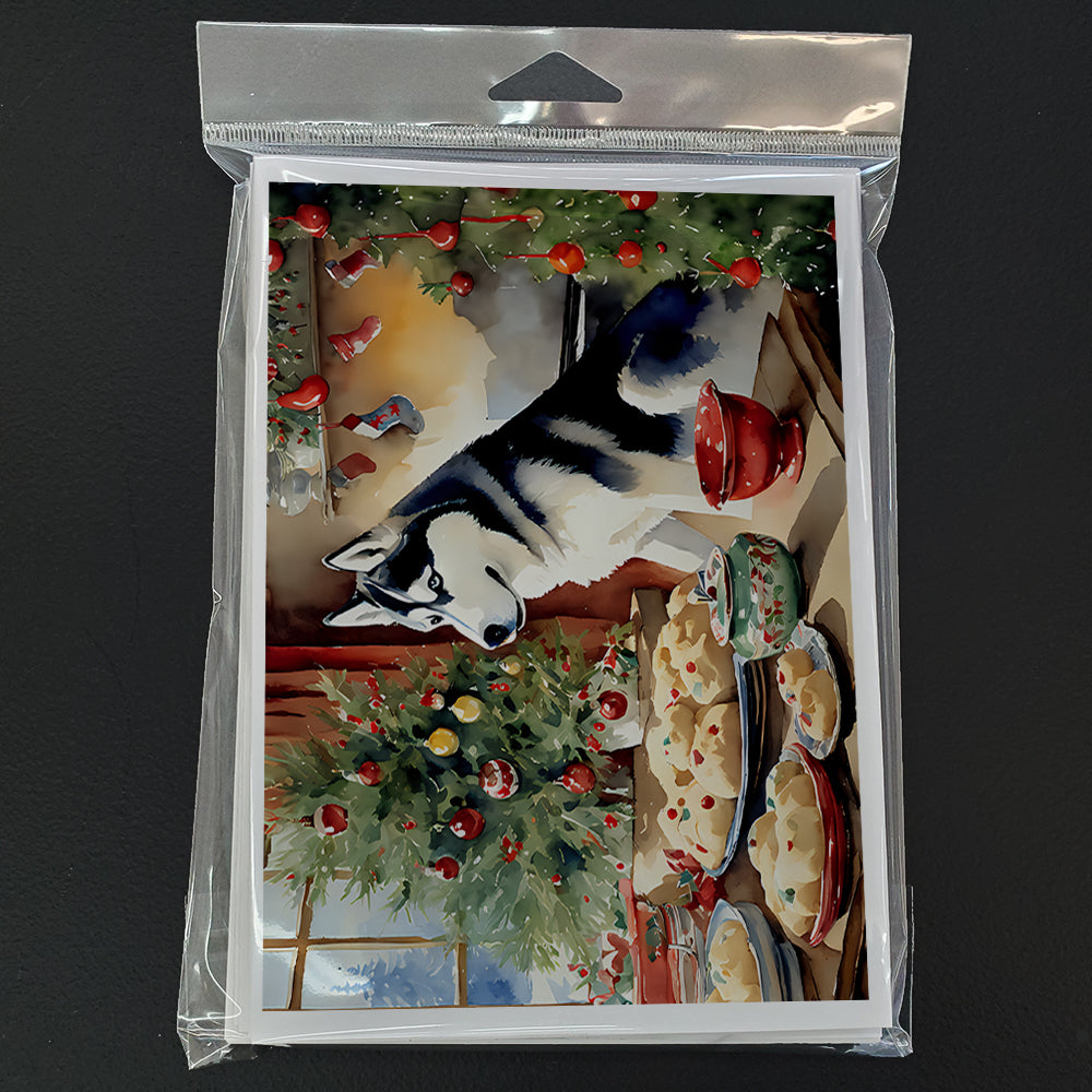 Siberian Husky Christmas Cookies Greeting Cards Pack of 8